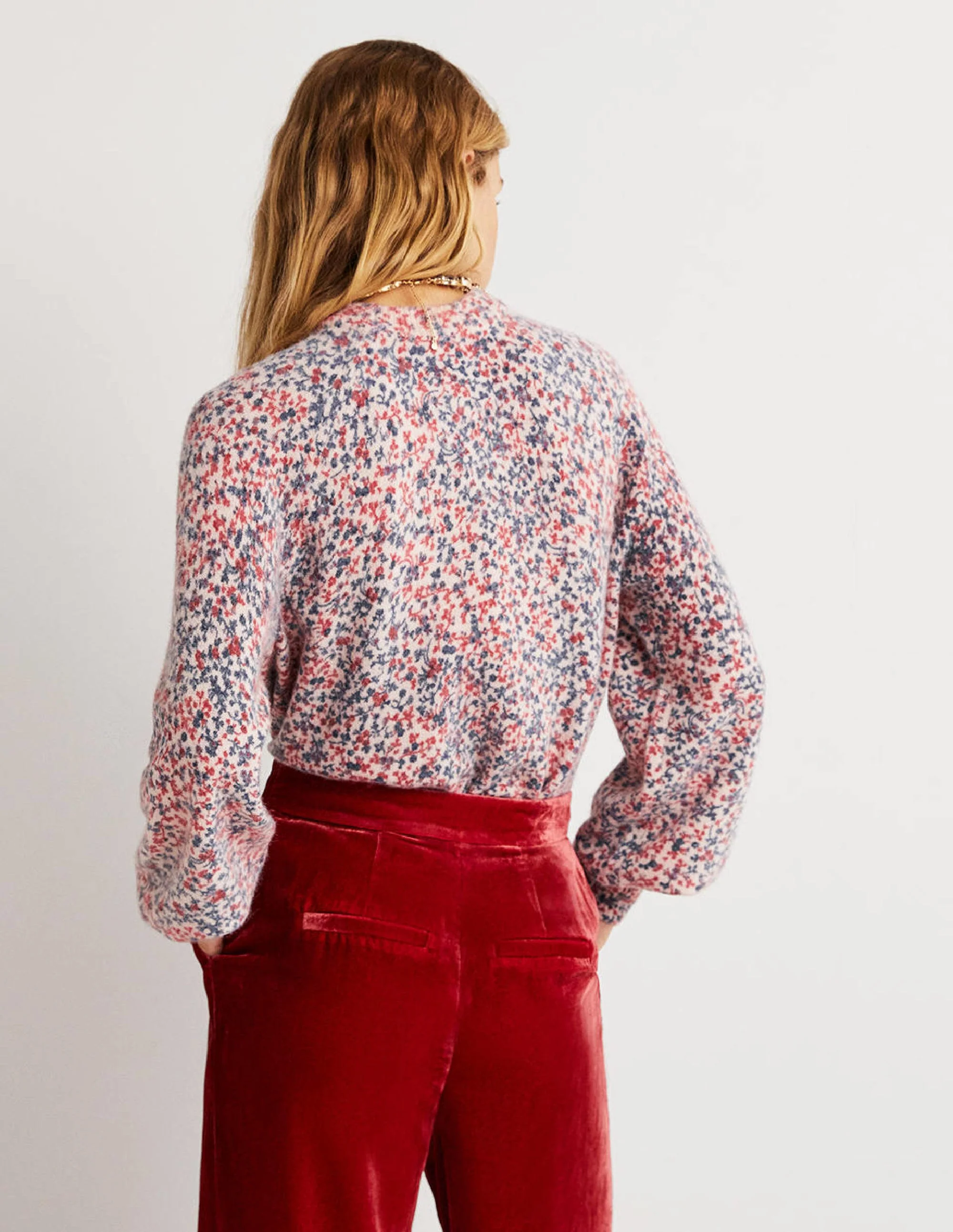 Blouson Sleeve Fluffy Sweater-Milkshake, Wild Vine - Image 3