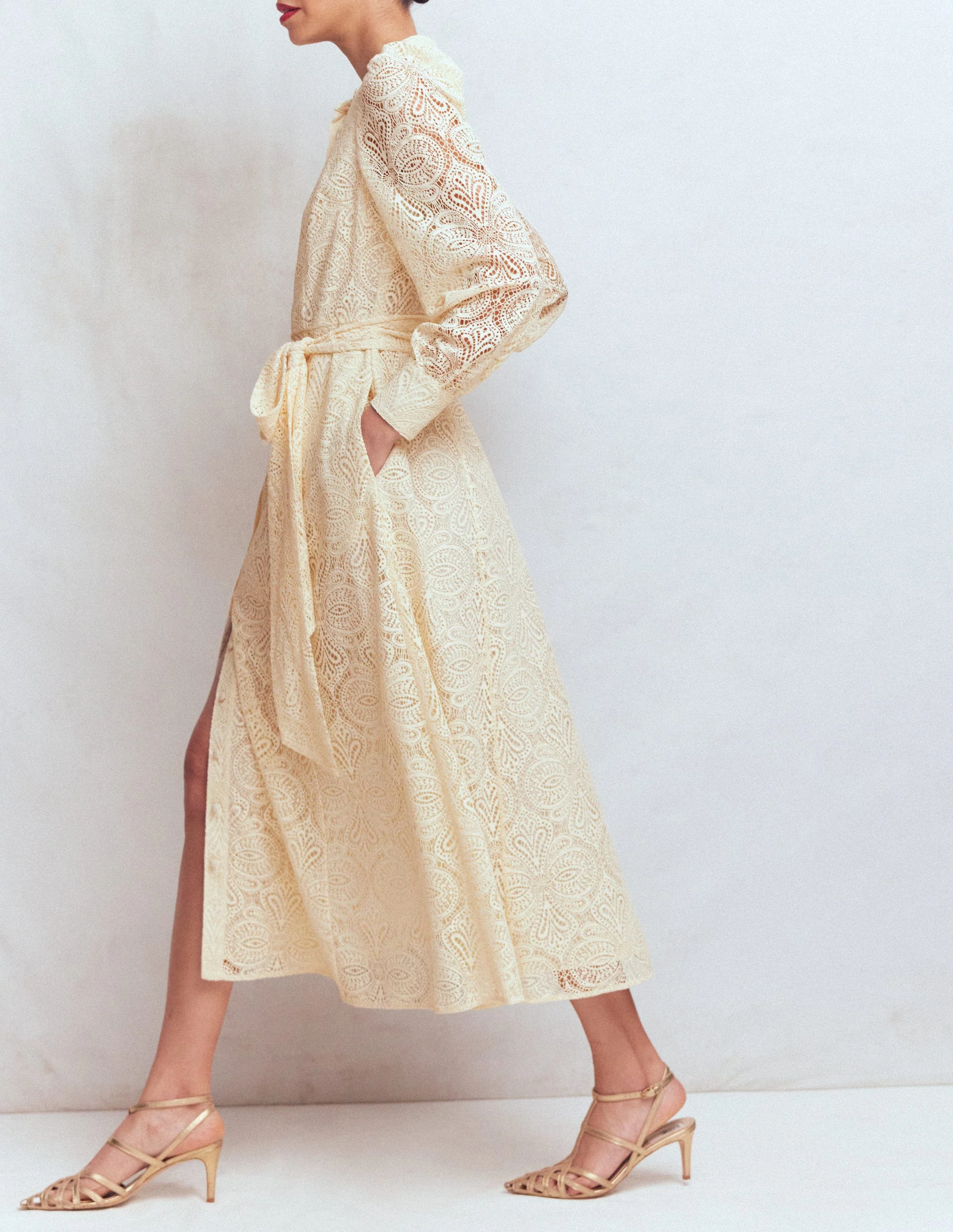 Blouson Sleeve Lace Dress-Ivory Lace - Image 6
