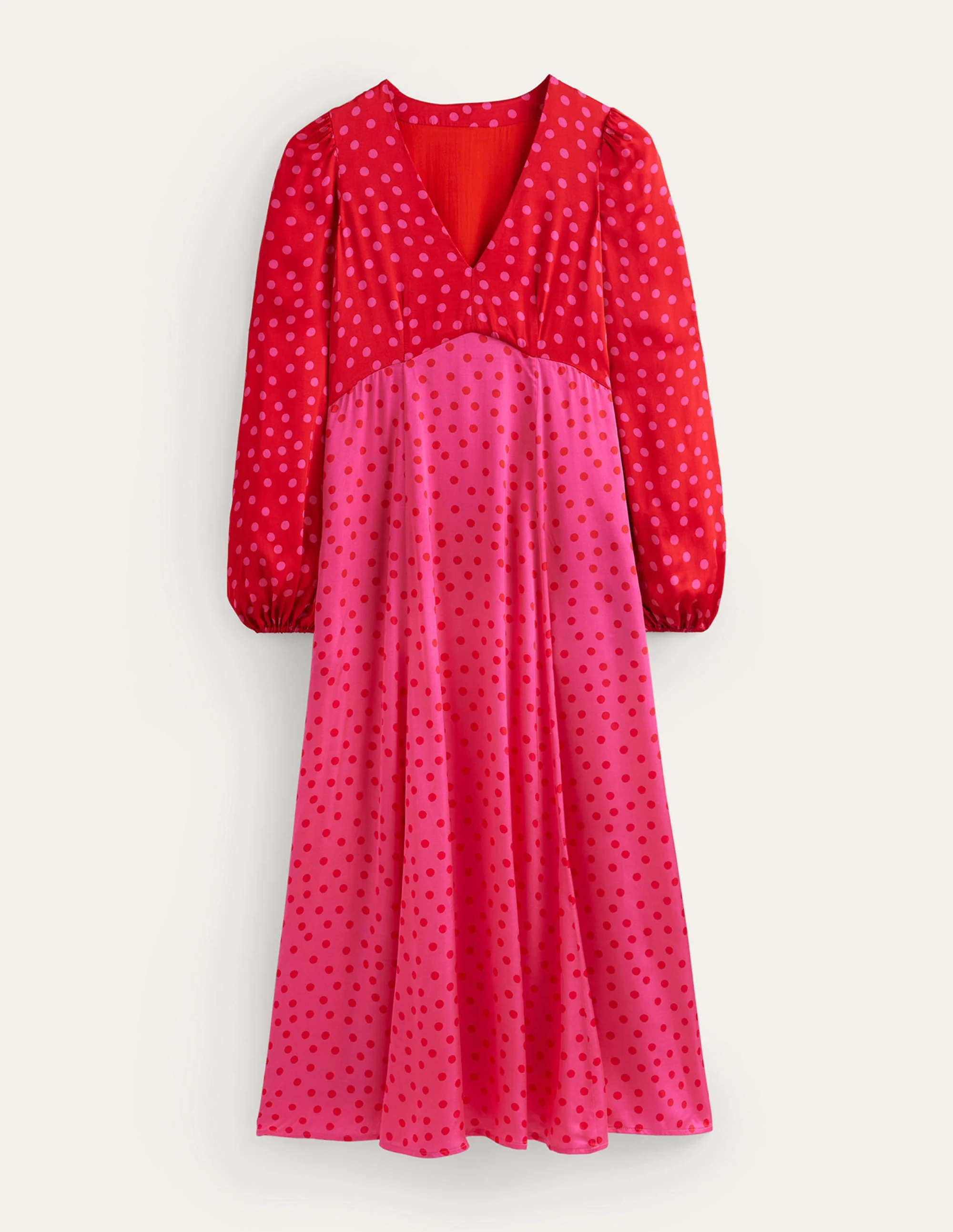 Blouson Sleeve Midi Tea Dress-Salsa, Dotty Spot - Image 6