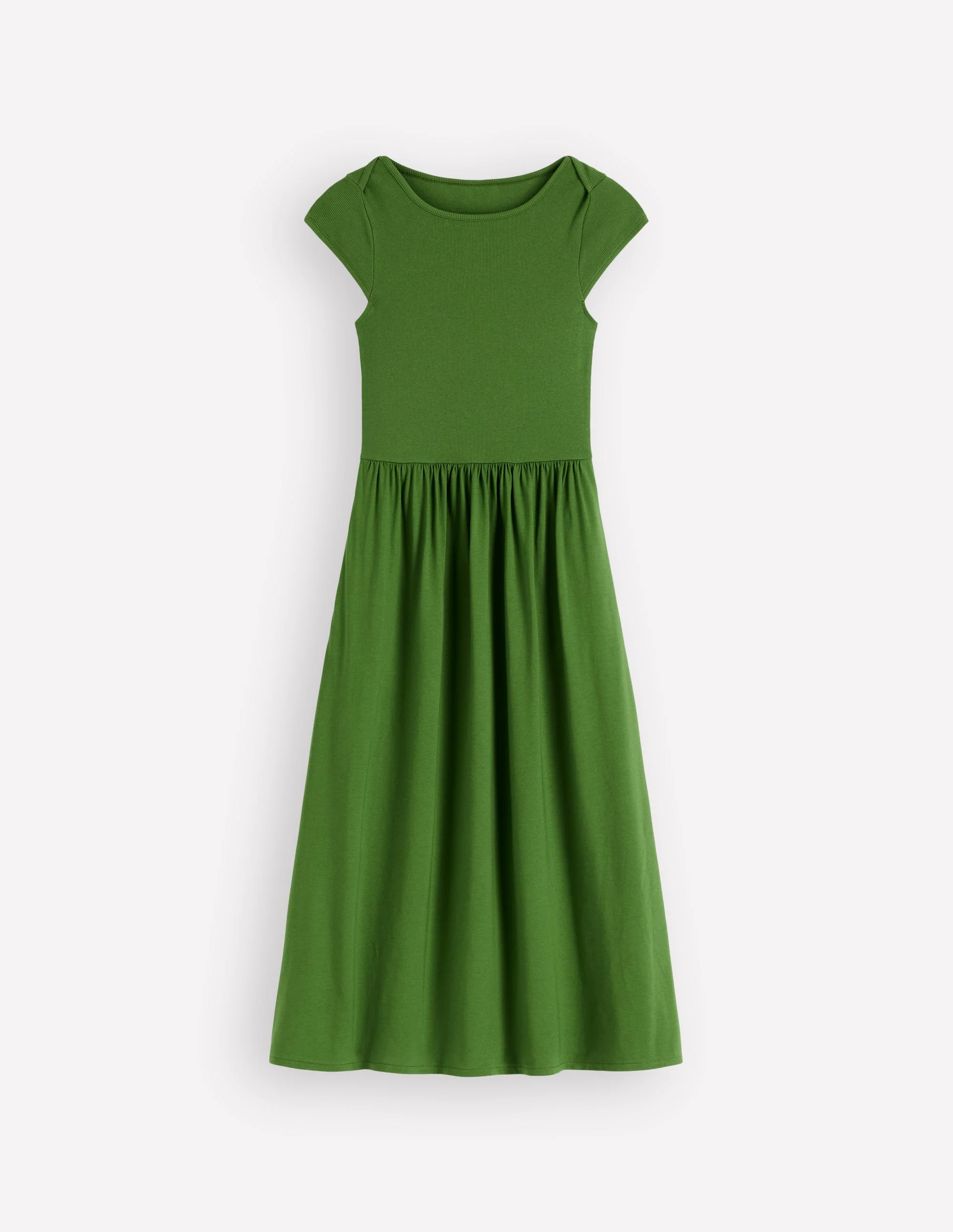 Boat Neck Mix Dress-Safari Green - Image 6