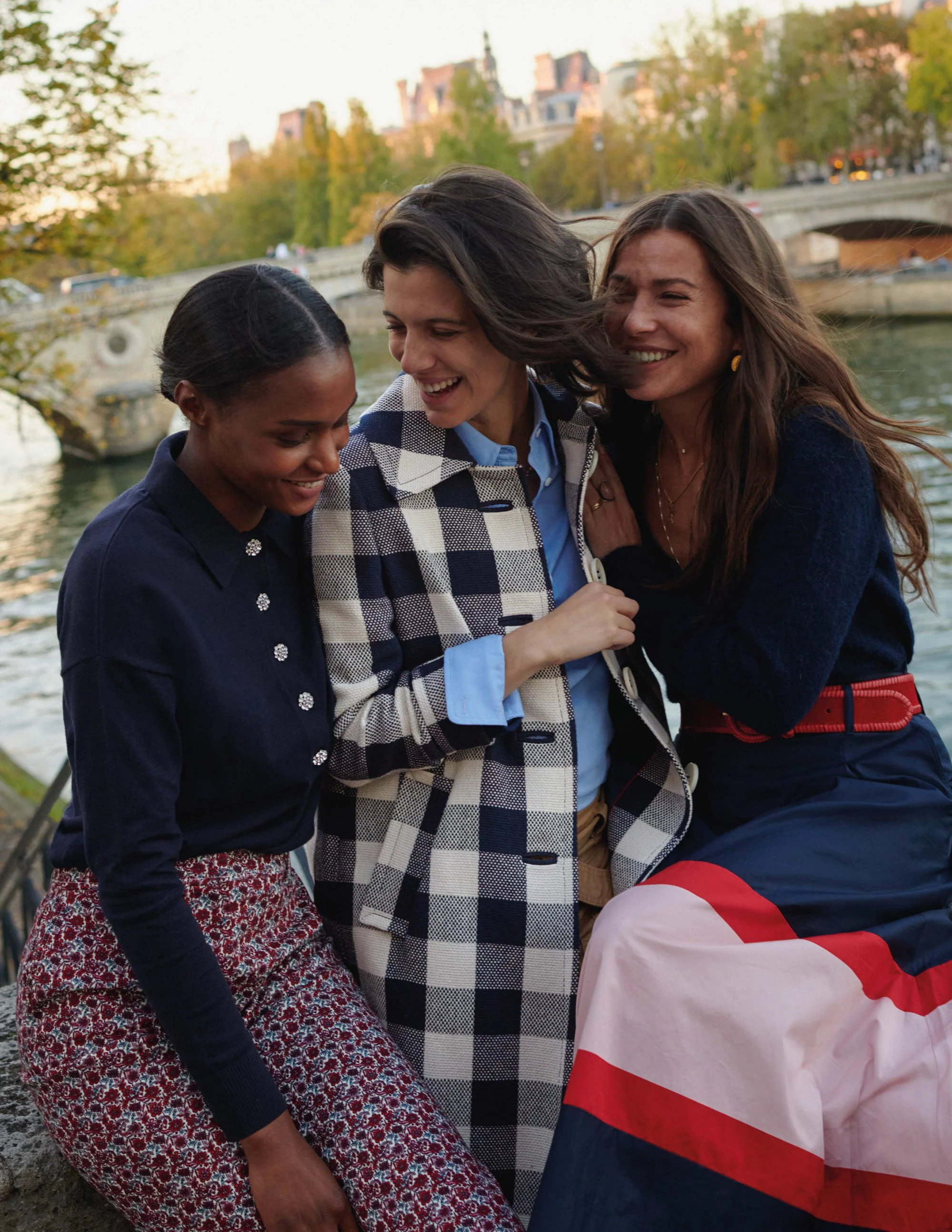 Bonnie Gingham Buttoned Coat-Ivory/Navy Gingham - Image 7