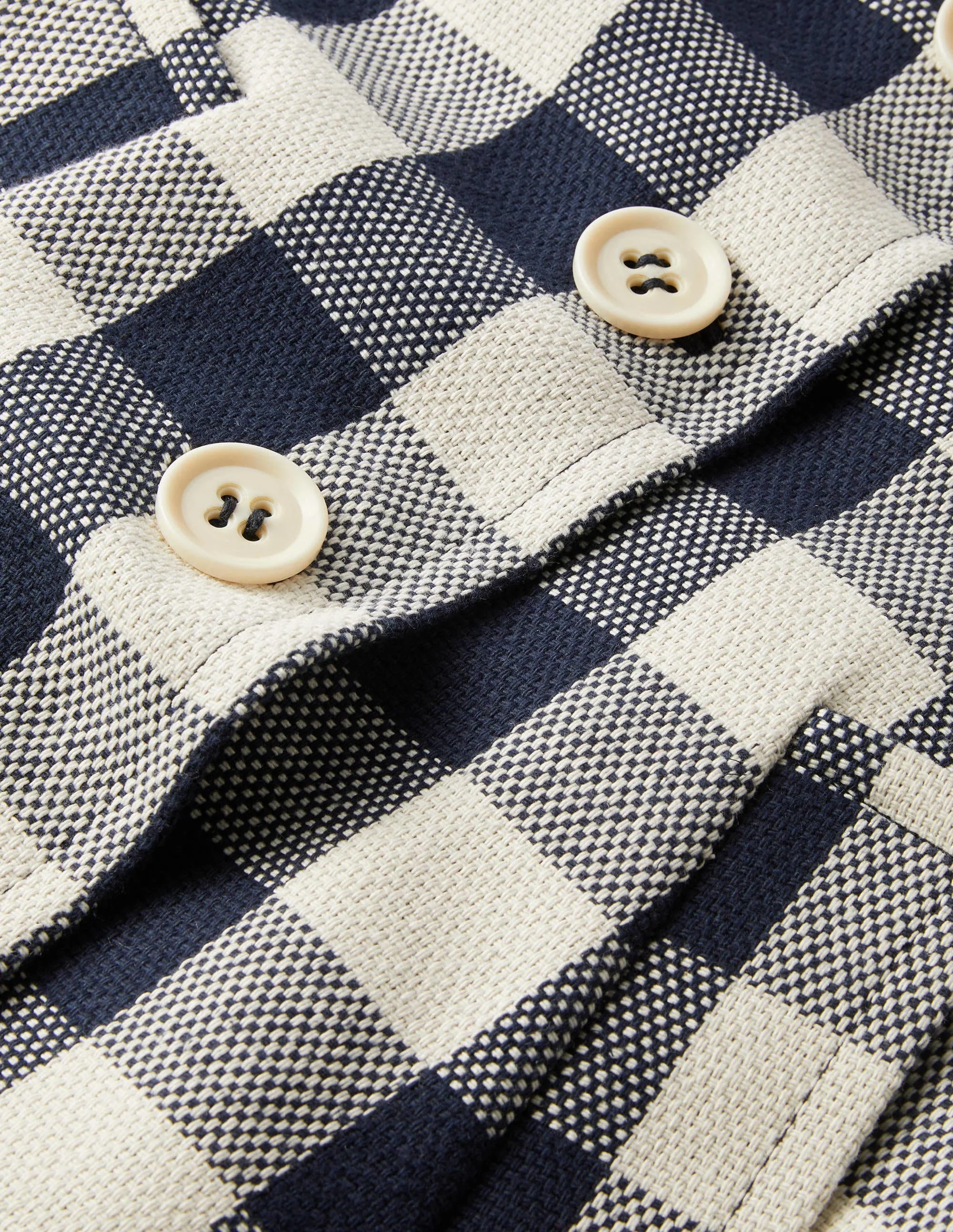 Bonnie Gingham Buttoned Coat-Ivory/Navy Gingham - Image 8