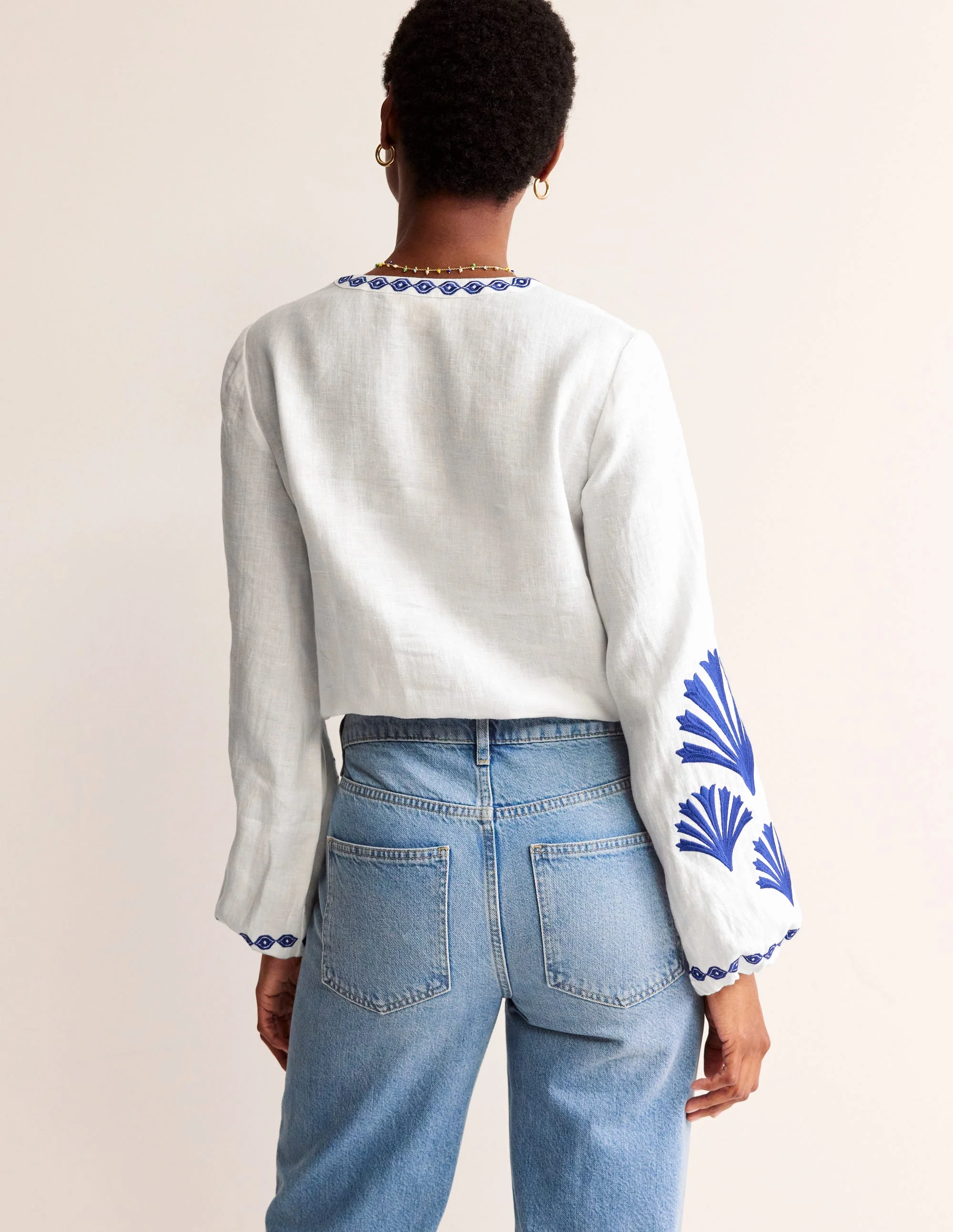 Bonnie Linen Top-Surf the Web, Shells - Image 3
