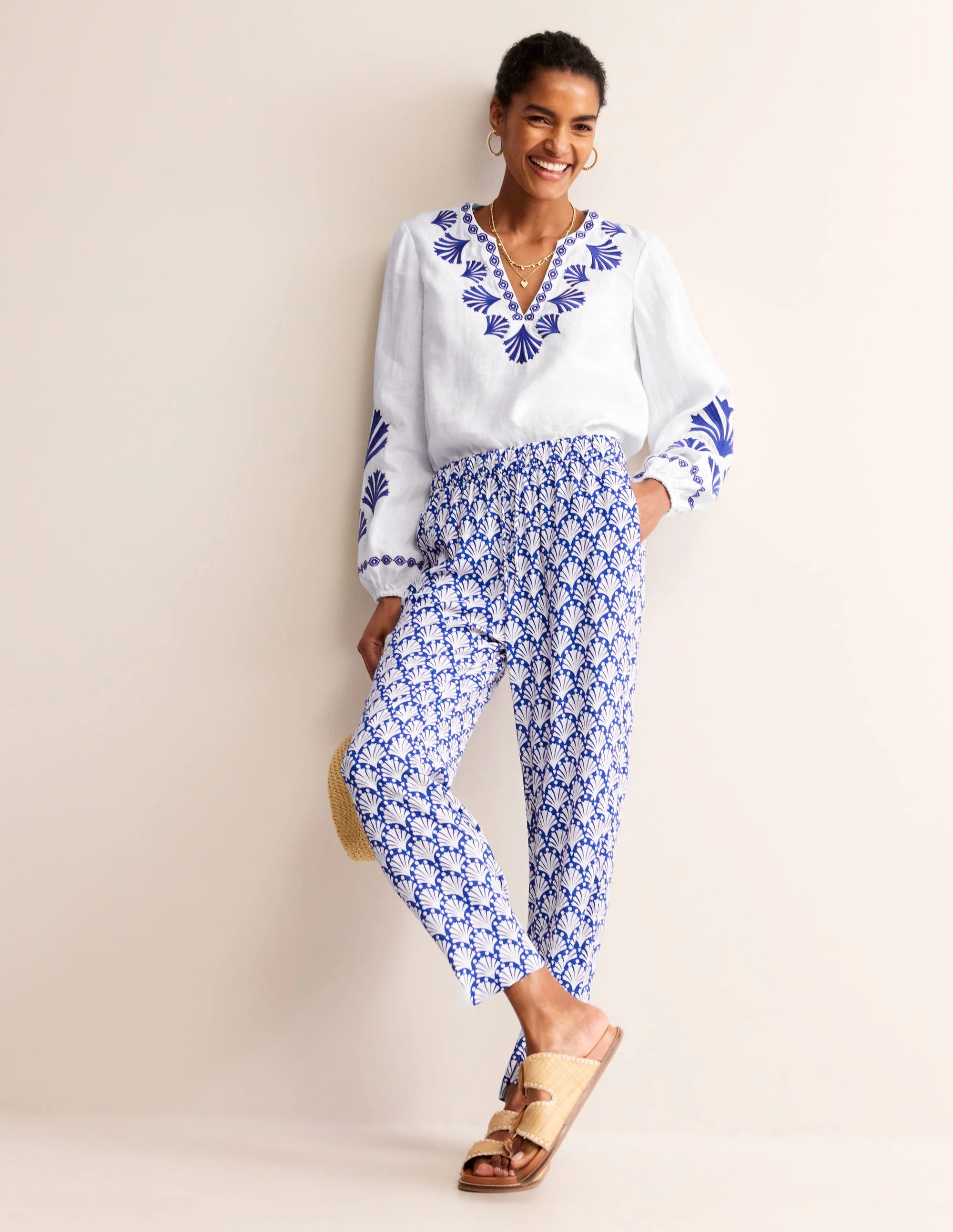 Bonnie Linen Top-Surf the Web, Shells - Image 5
