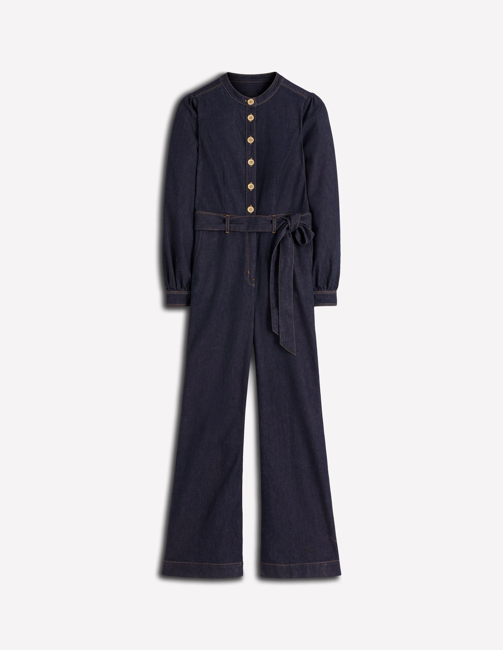 Bootcut Button Denim Jumpsuit-Indigo - Image 5