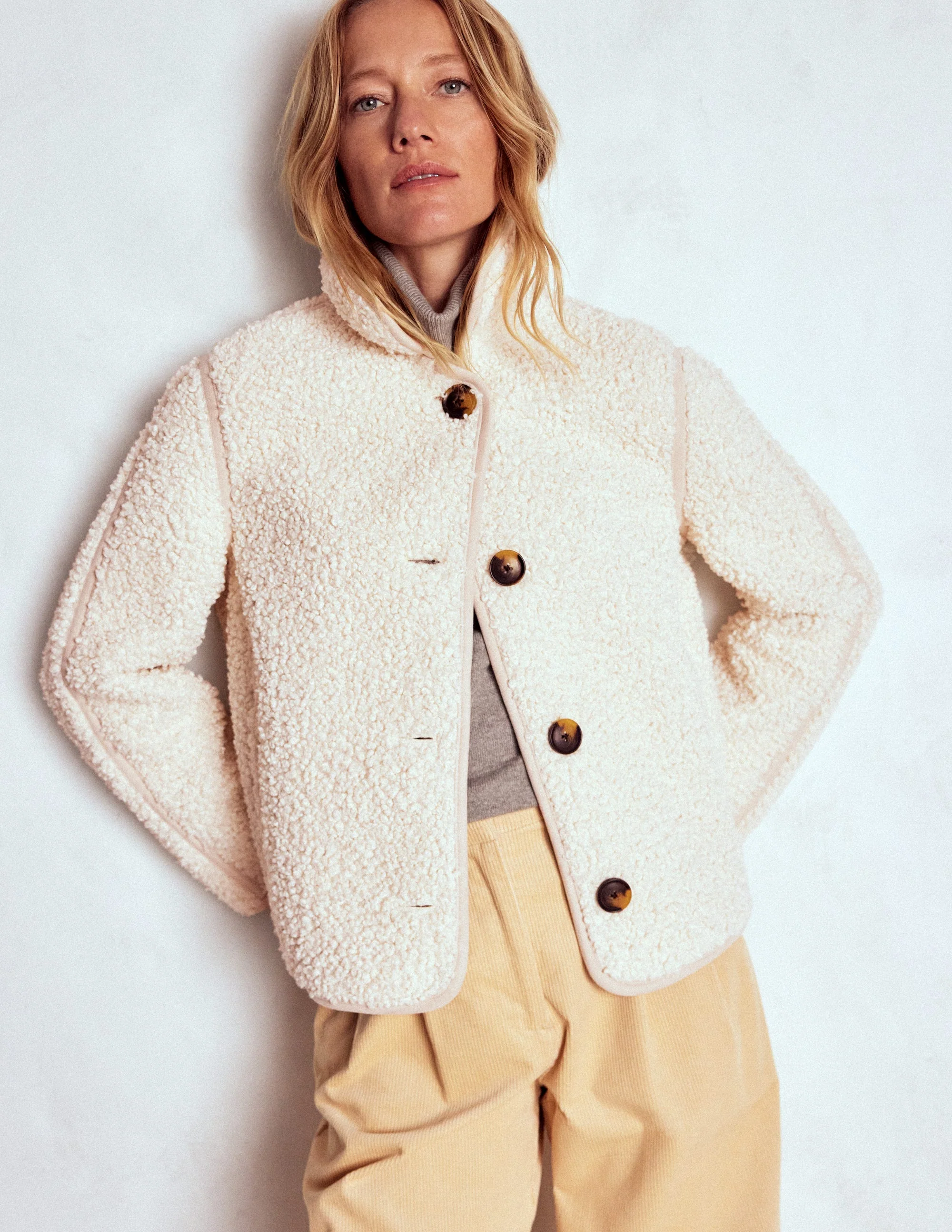 Borg Jacket-Curly Natural Borg