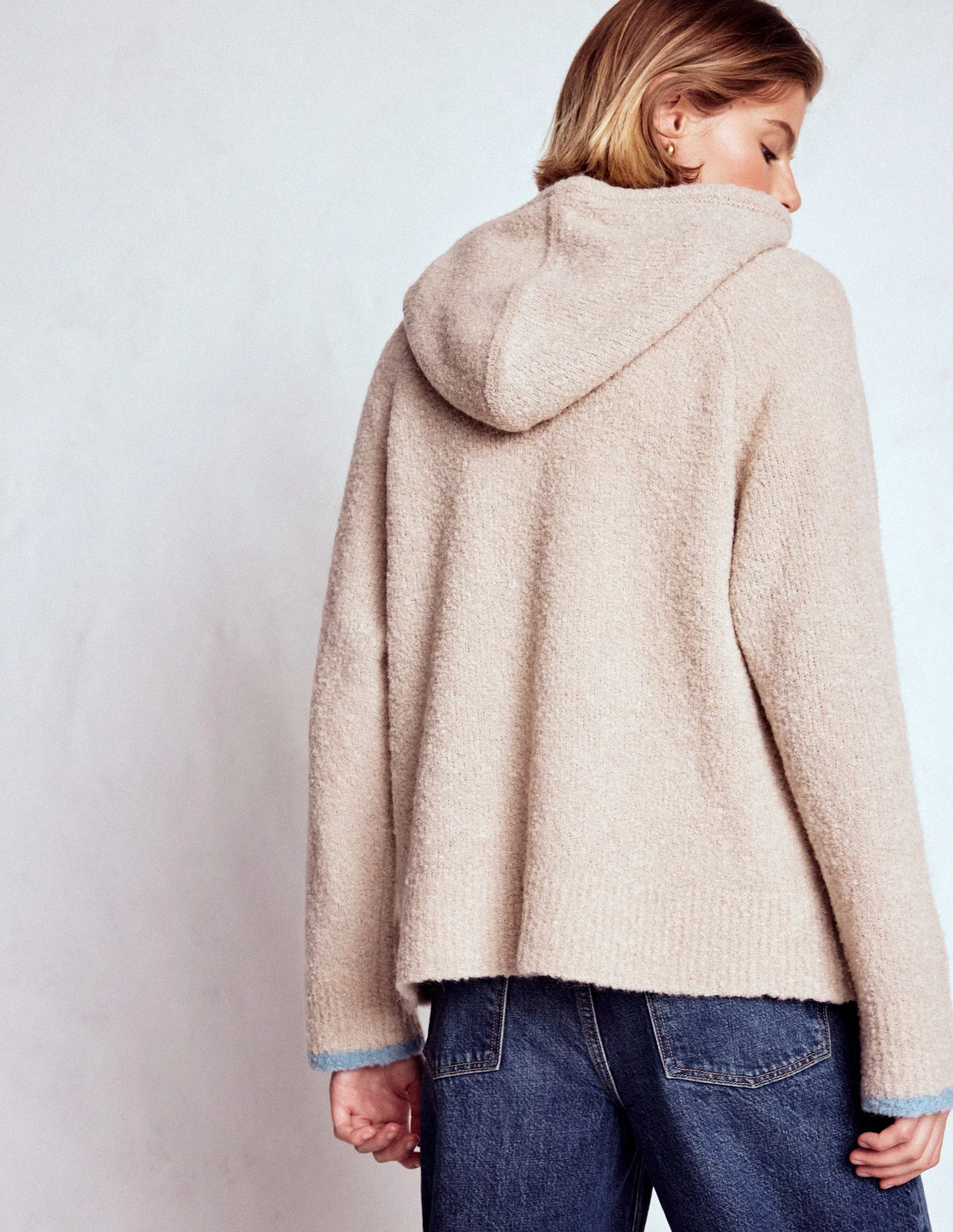 Bouclé Raglan Hoody-Chinchilla Melange - Image 3