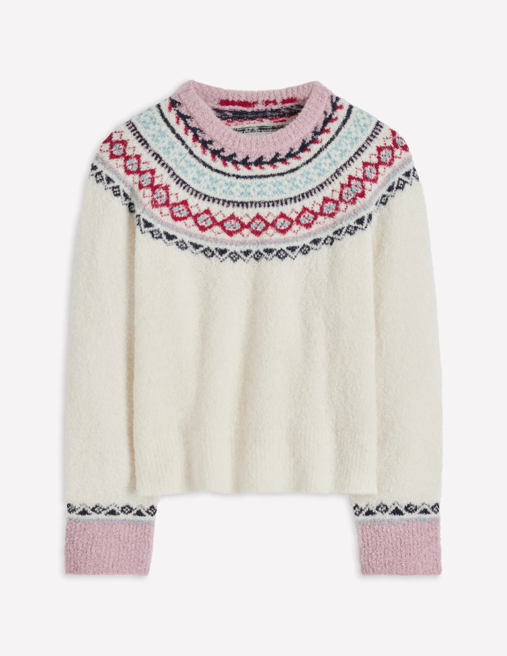 Bouclé  Raglan Sweater-Warm Ivory Fair Isle - Image 7