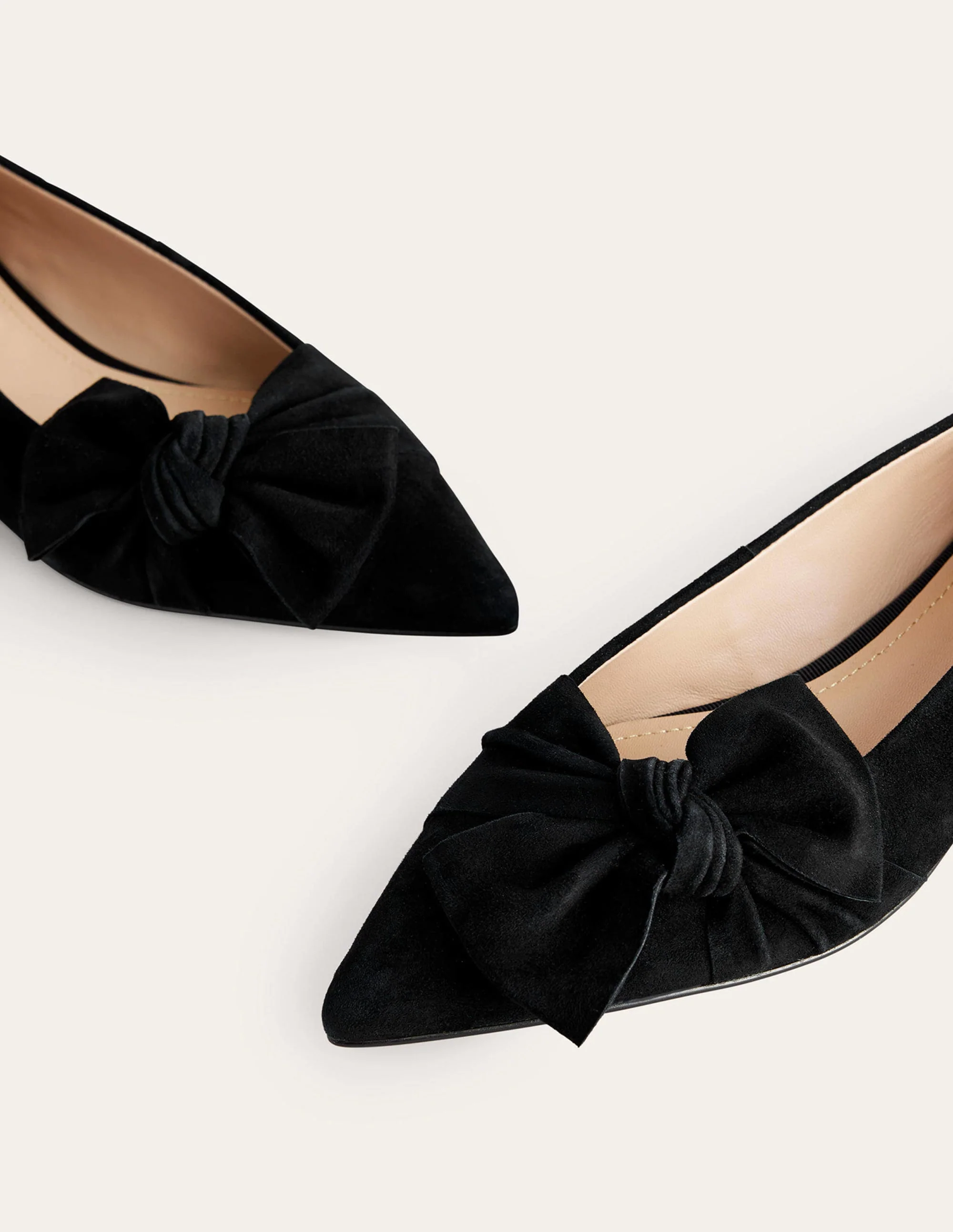 Bow Ballet Flats-Black Suede - Image 4