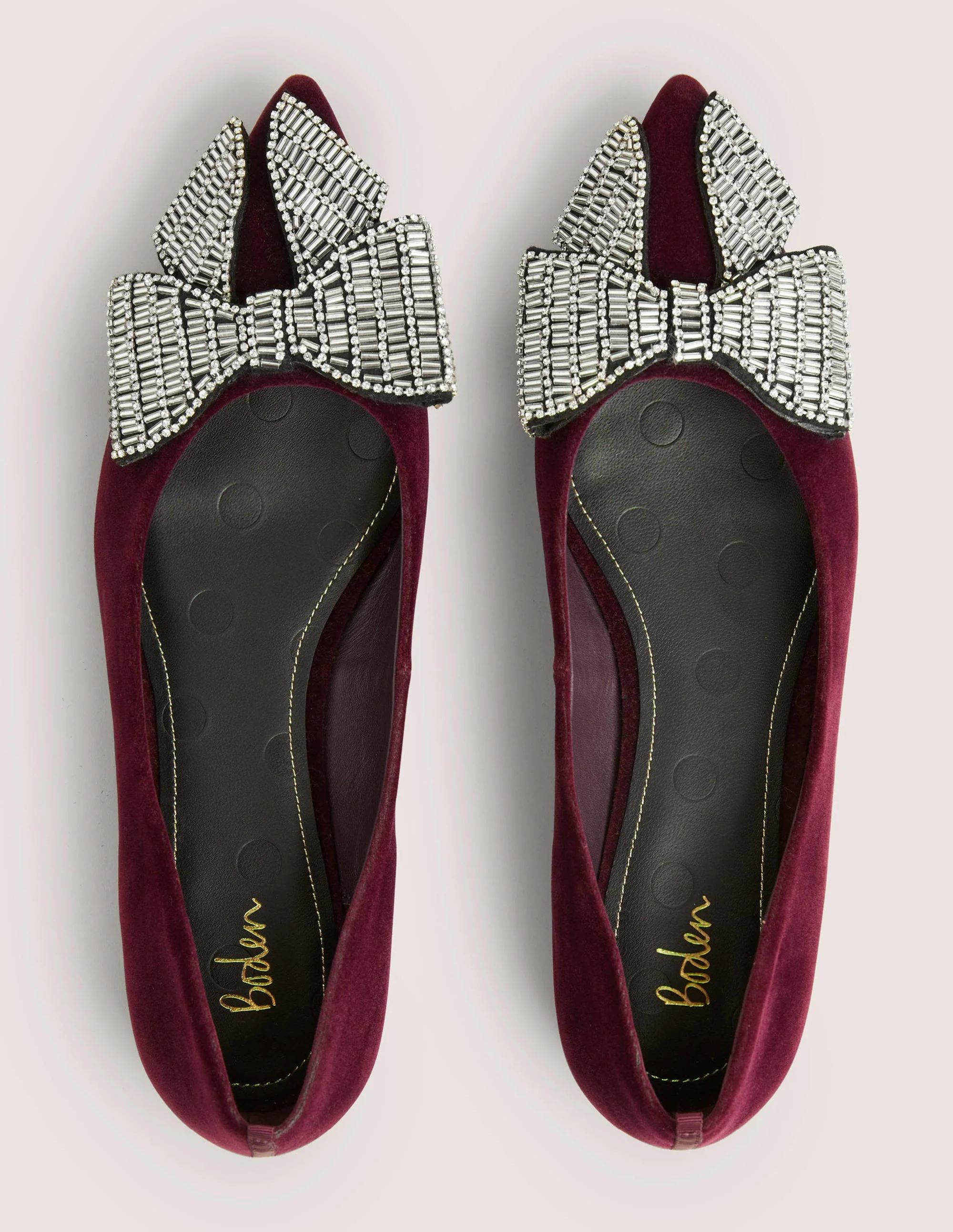 Bow Embellished Pointed Flats-Mulled Wine - Image 4