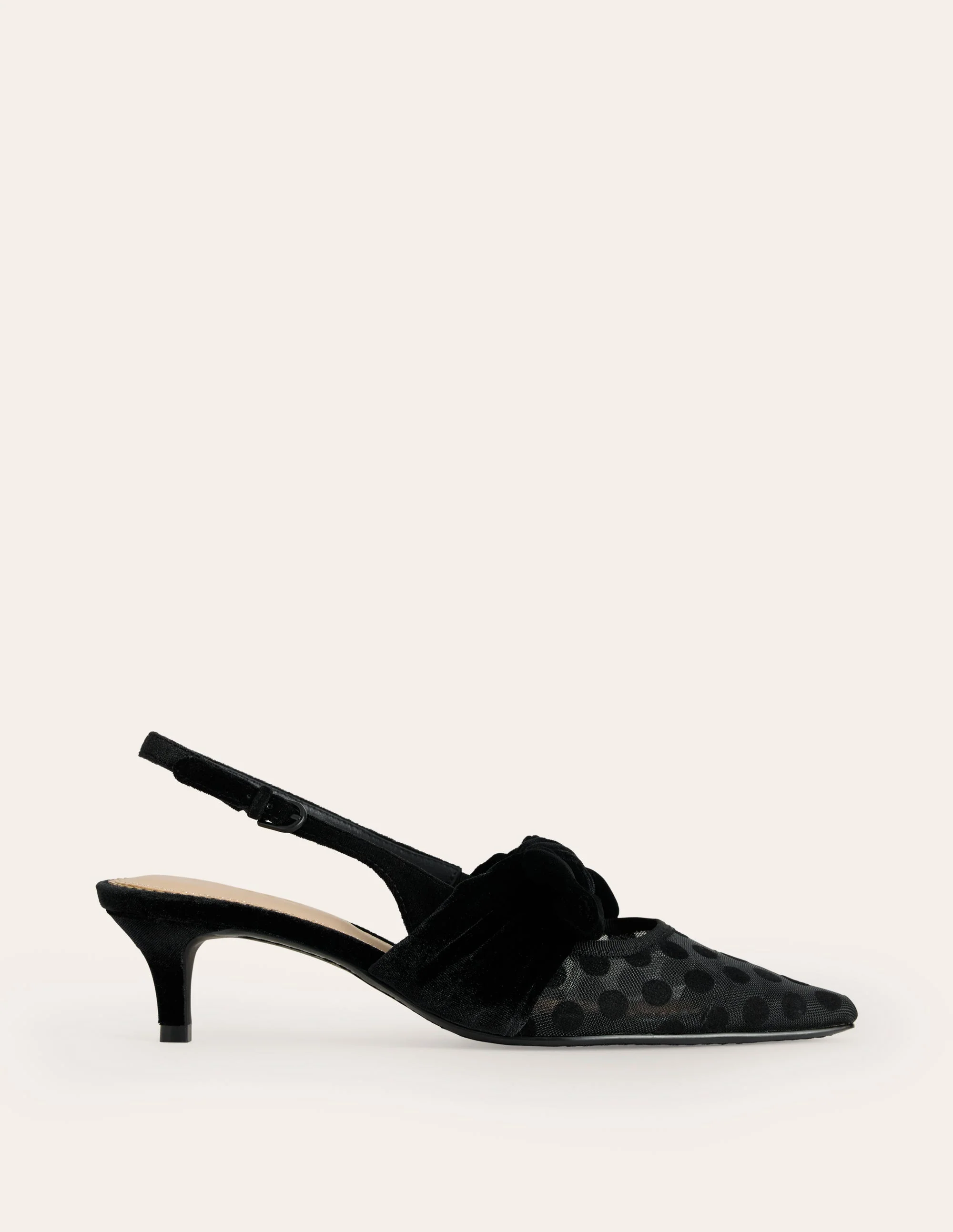 Bow Kitten Heels-Polka Dot Mesh - Image 2