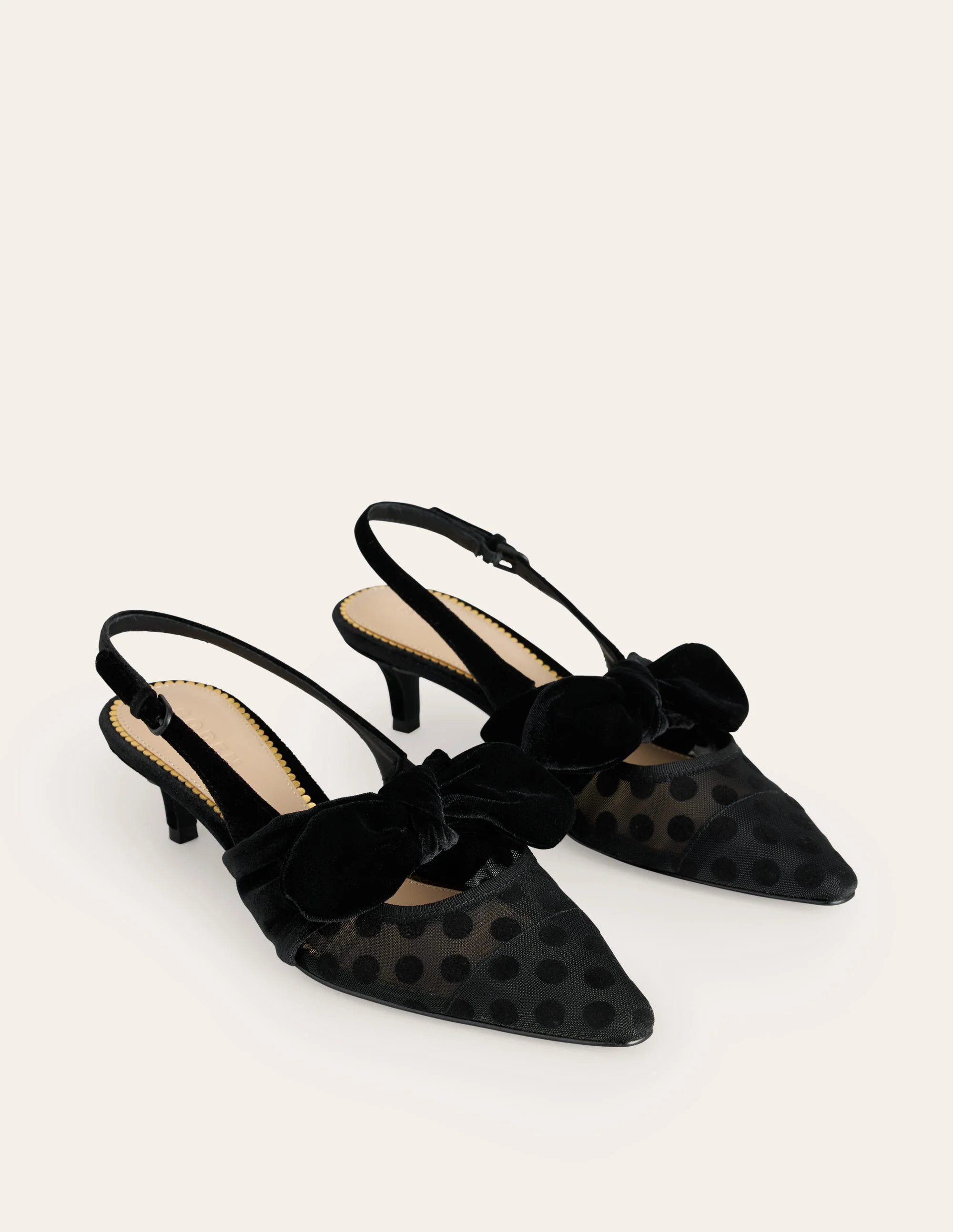 Bow Kitten Heels-Polka Dot Mesh - Image 3