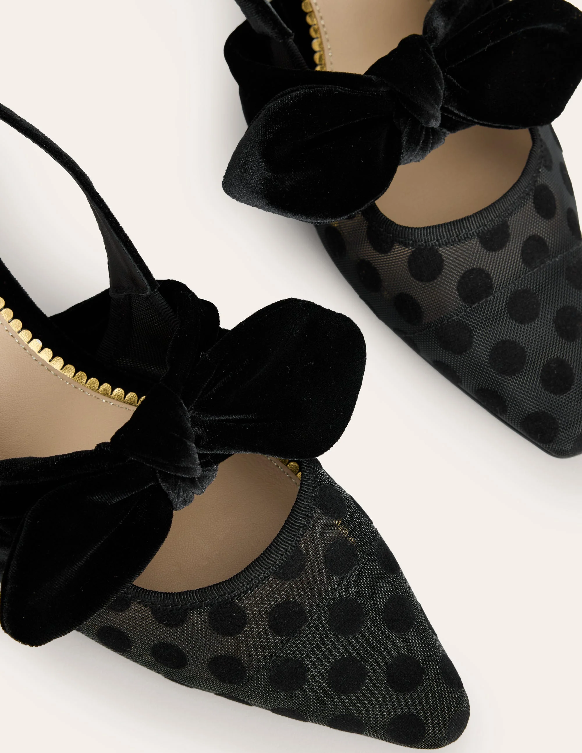 Bow Kitten Heels-Polka Dot Mesh - Image 4