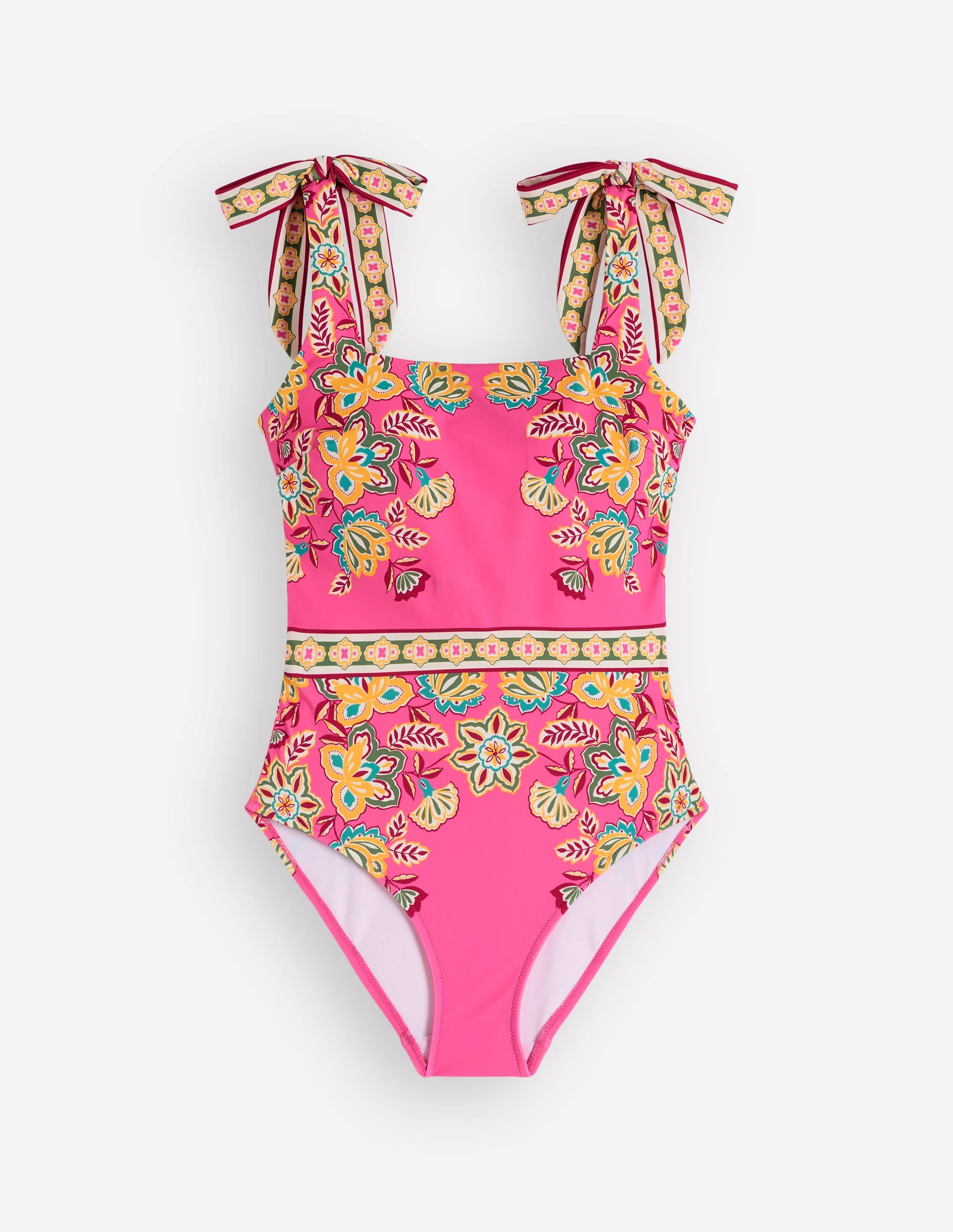 Bow Tie Shoulder Swimsuit-Sangria Sunset, Blossom - Image 6