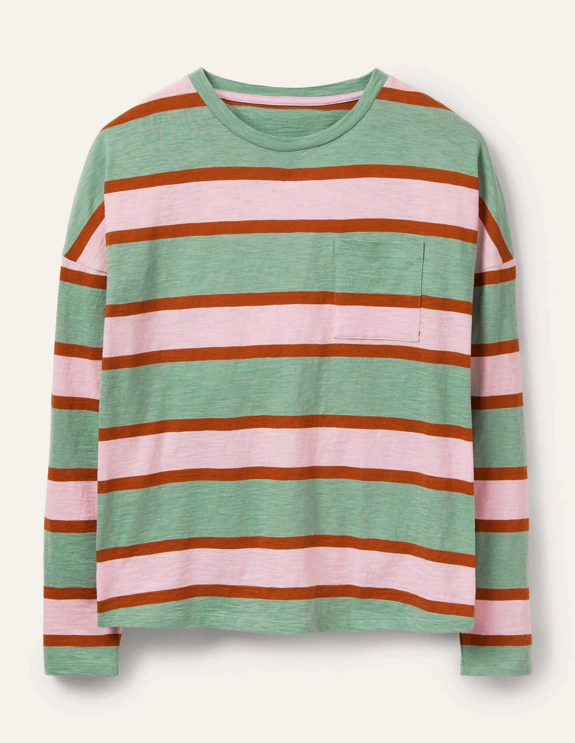 Boxy Jersey Tee-Duck Egg/ Coconut Stripe - Image 5