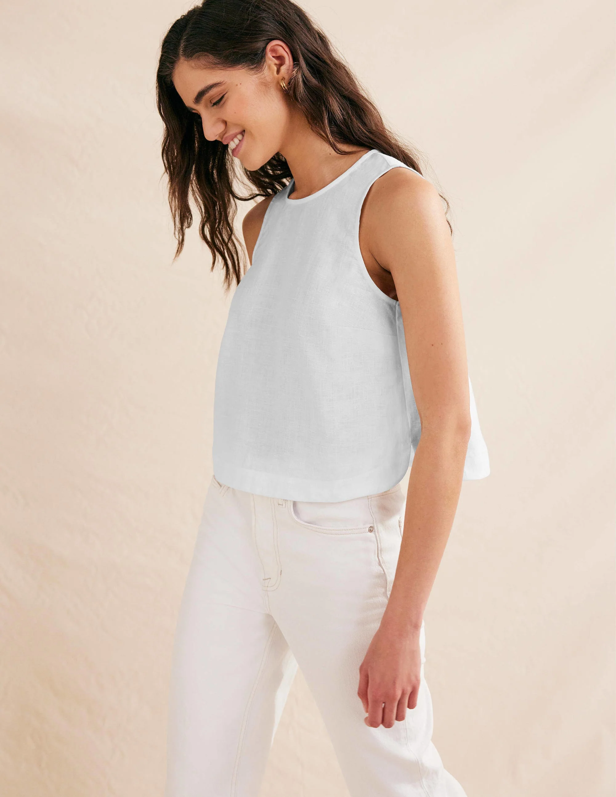 Boxy Linen Shell Top-white - Image 4