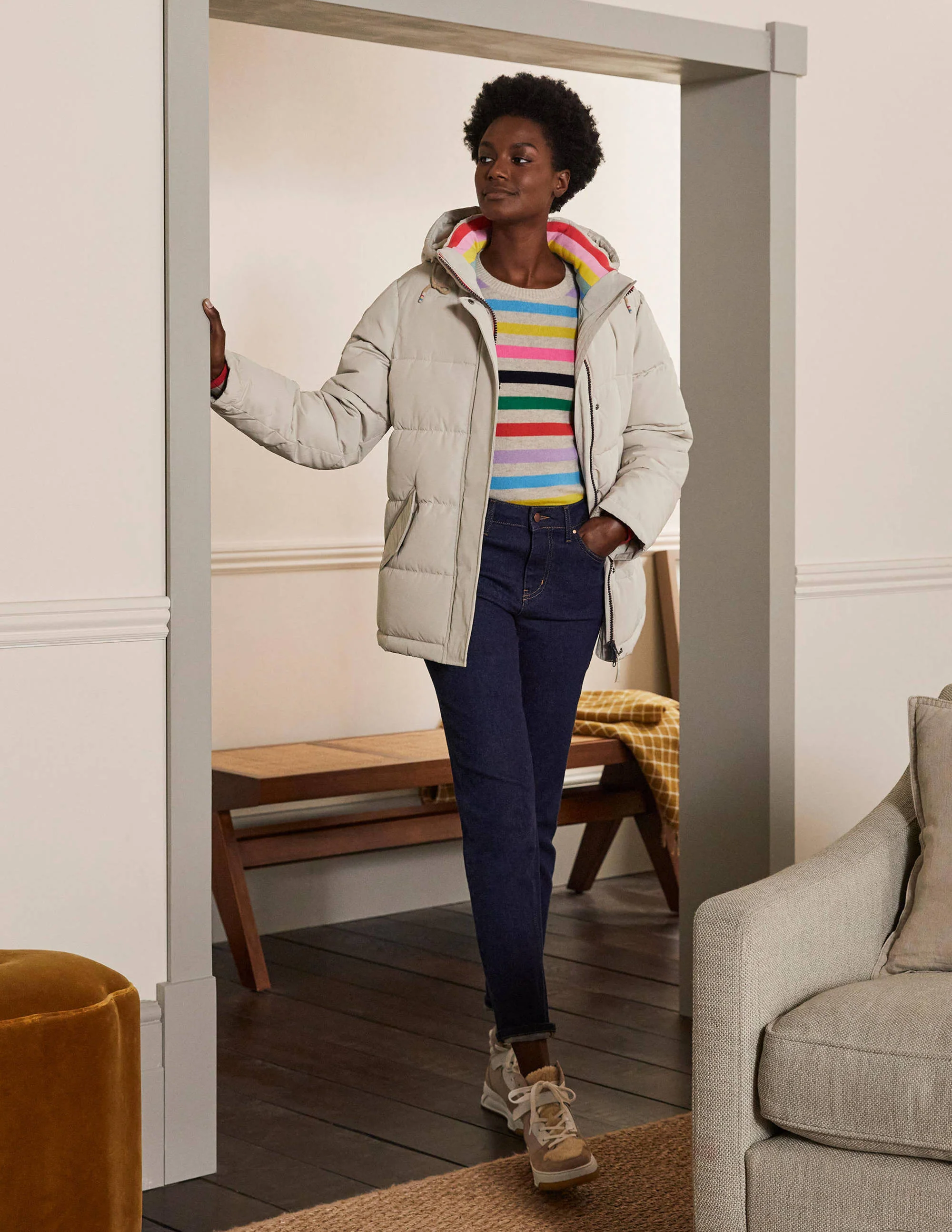 Brecon Puffer Coat-Linen - Image 4