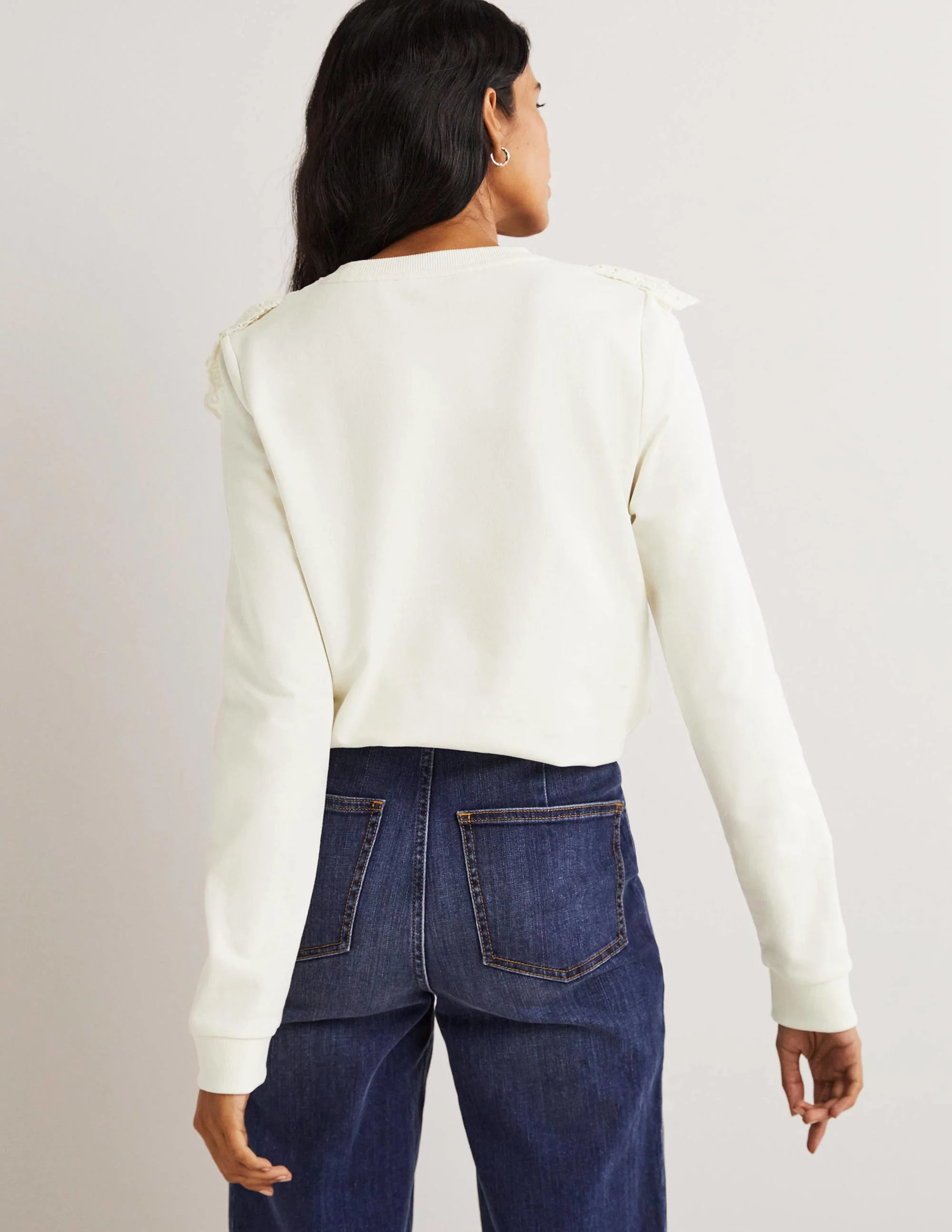 Broderie Insert Sweatshirt-Ivory - Image 3