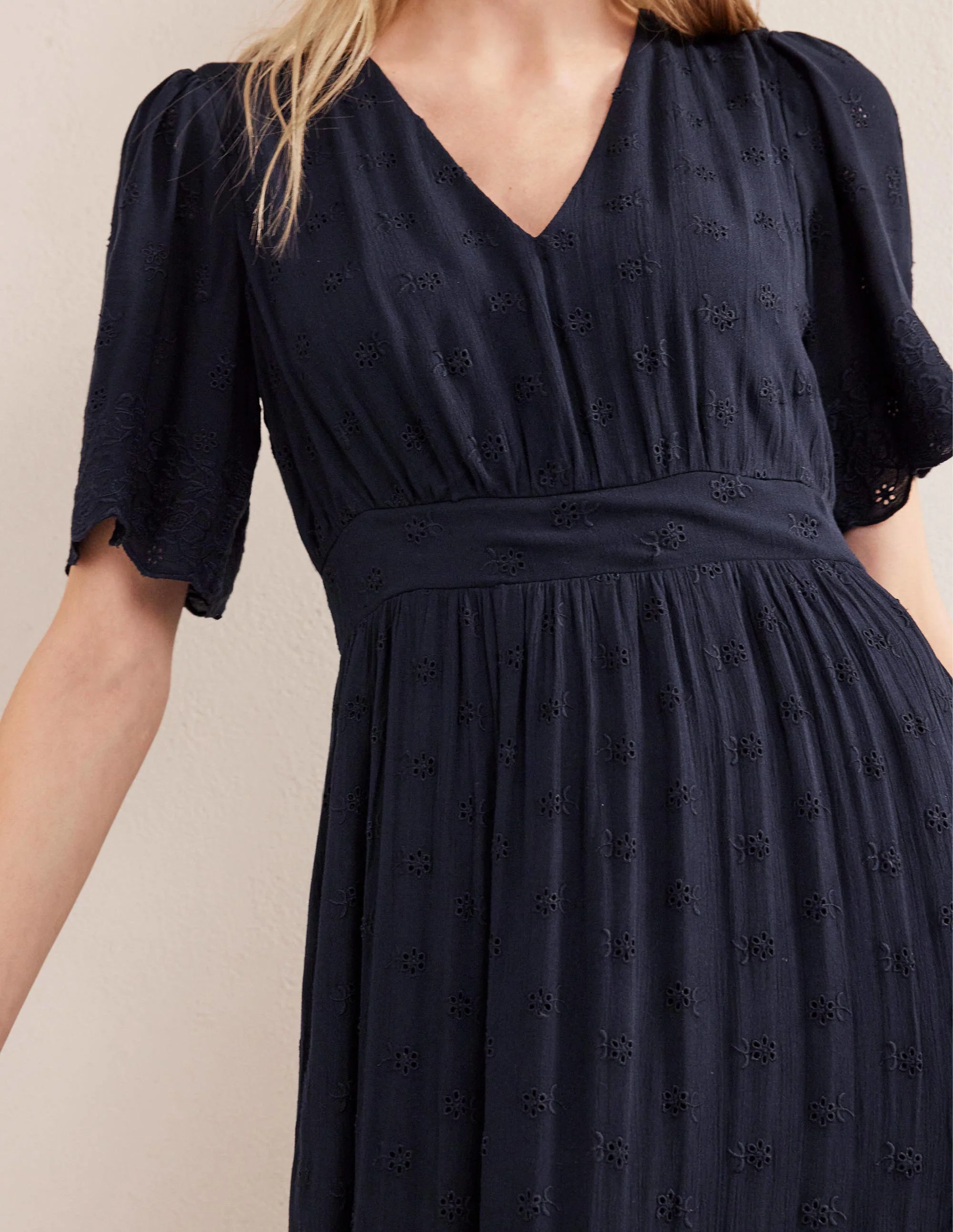 Broderie Maxi Dress-True Navy - Image 2