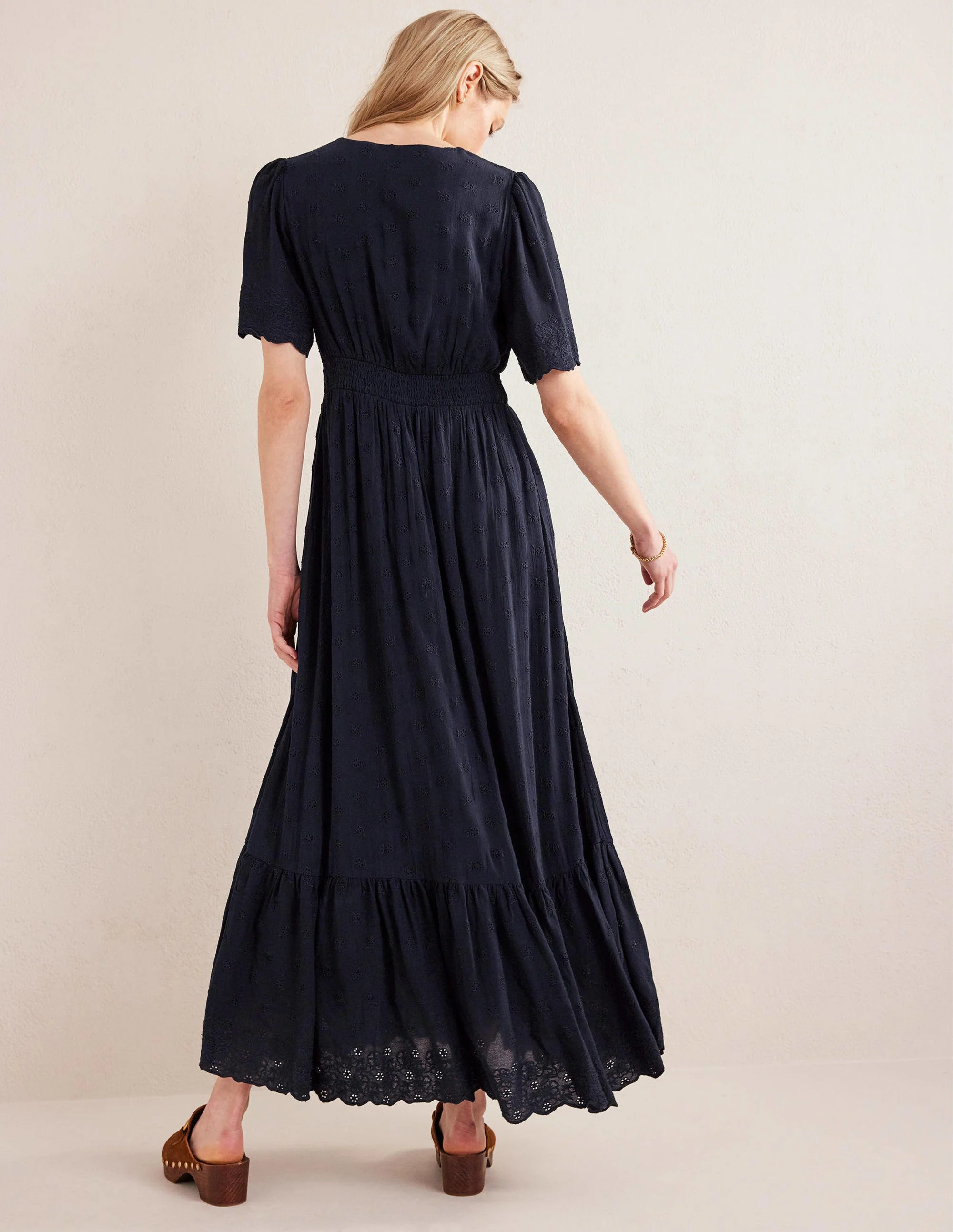Broderie Maxi Dress-True Navy - Image 3