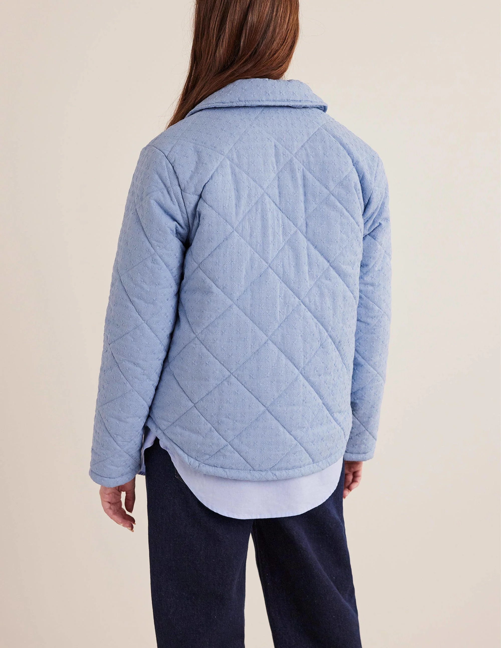 Broderie Quilted Cotton Jacket-Chambray - Image 3