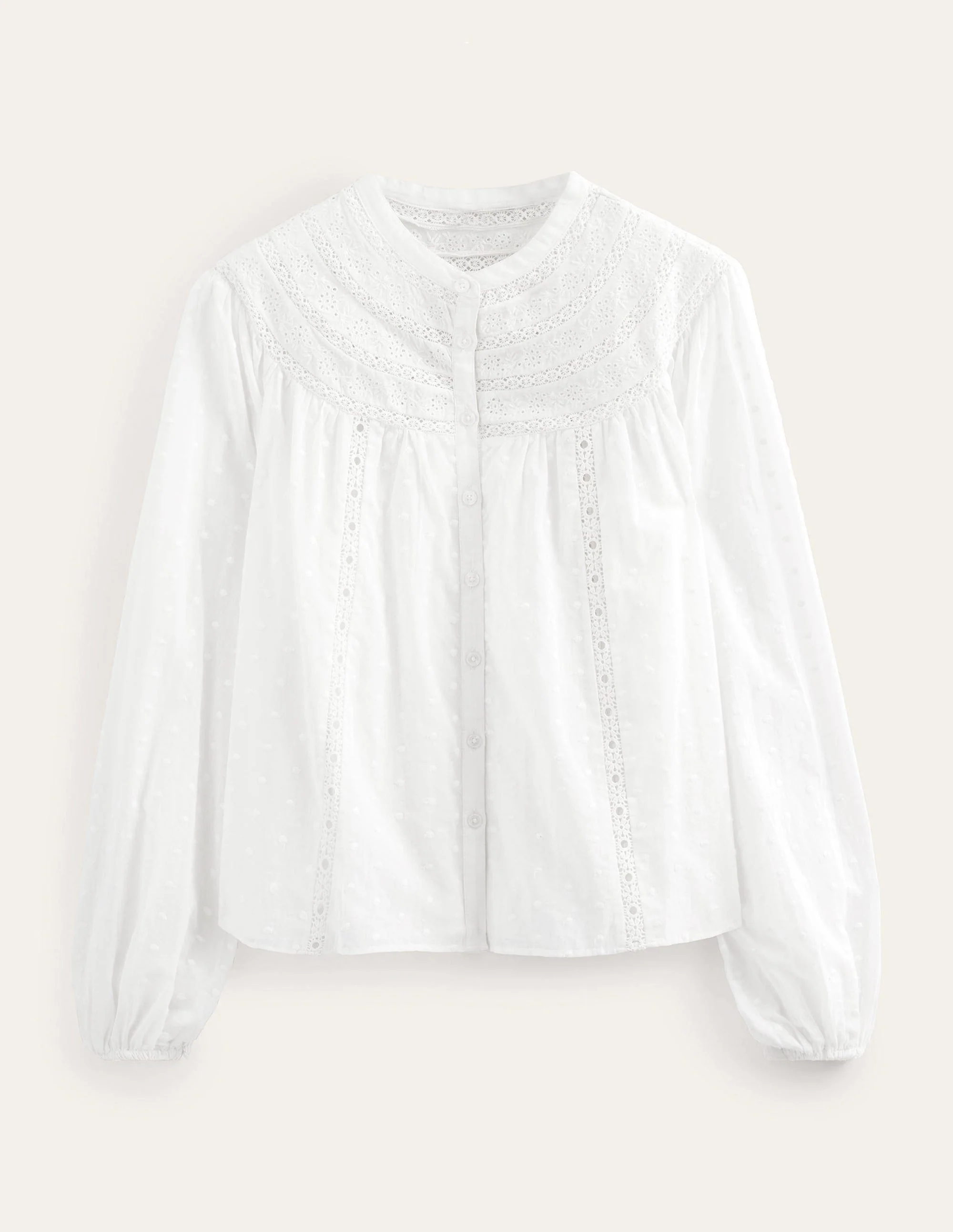 Broderie Trim Blouse-Ivory - Image 5
