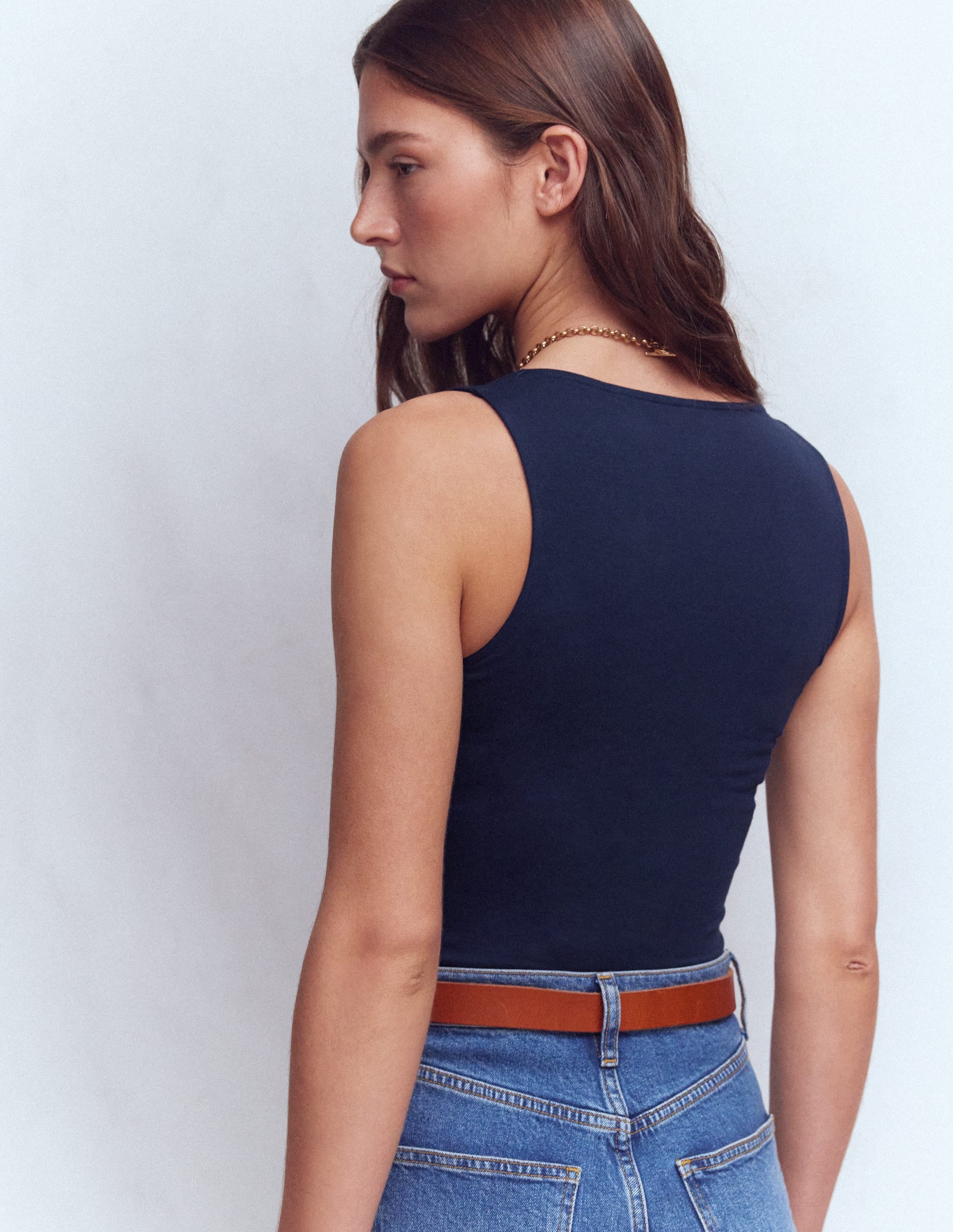 Brooke Double Layer Tank-Navy - Image 3