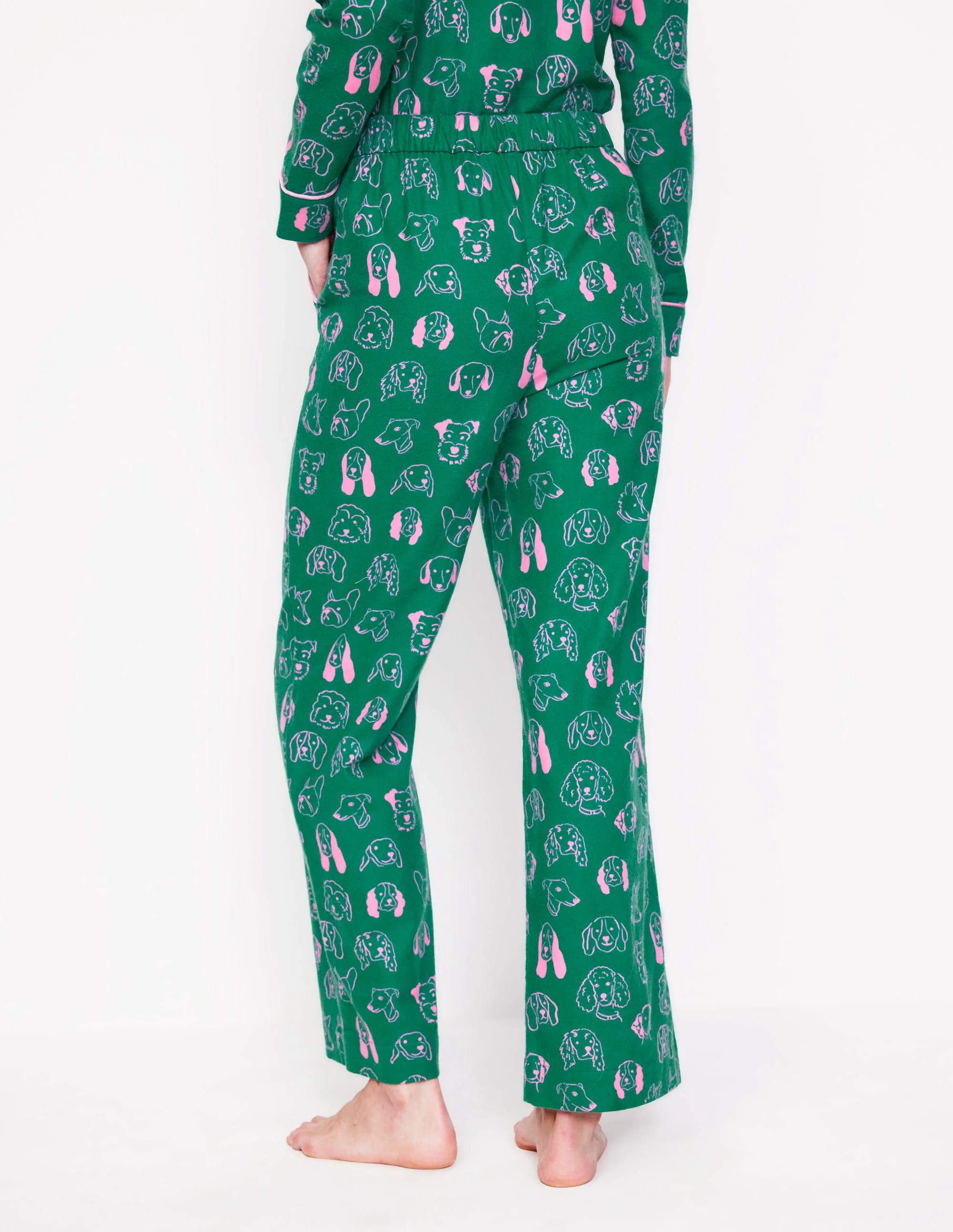 Brushed Cotton Pajama Pants-Malachite, Dogs - Image 3