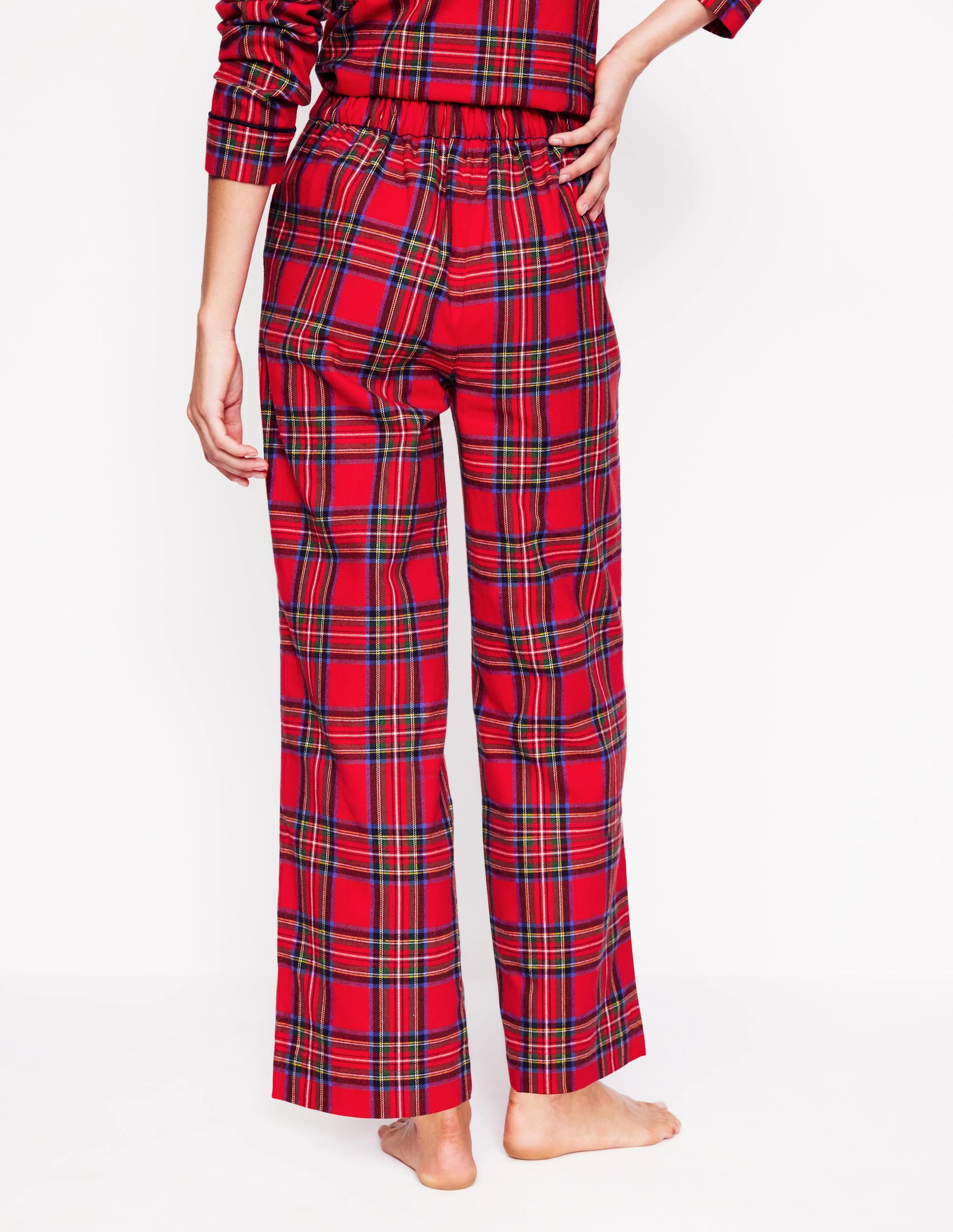 Brushed Cotton Pajama Pants-Red and Blue Check - Image 3