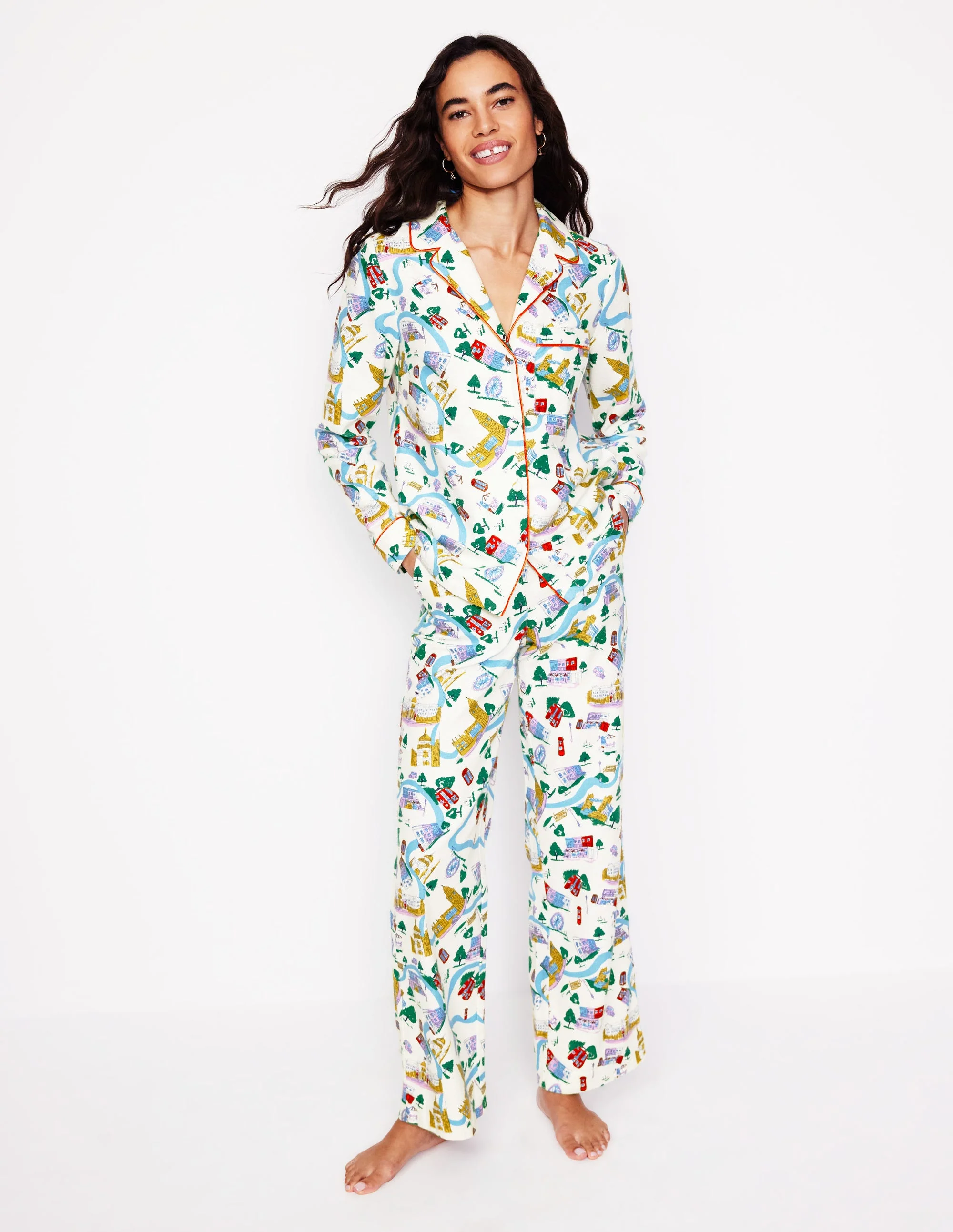 Brushed Cotton Pajama Shirt-Multi, London Town - Image 4