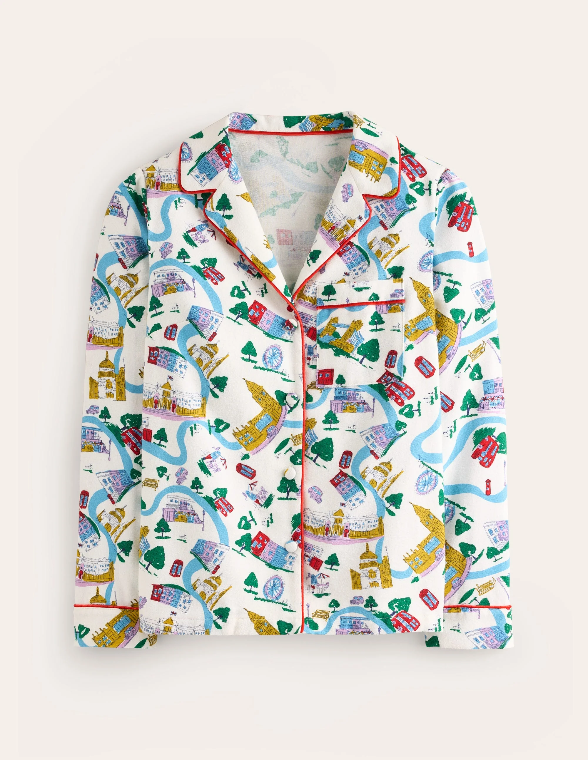 Brushed Cotton Pajama Shirt-Multi, London Town - Image 5