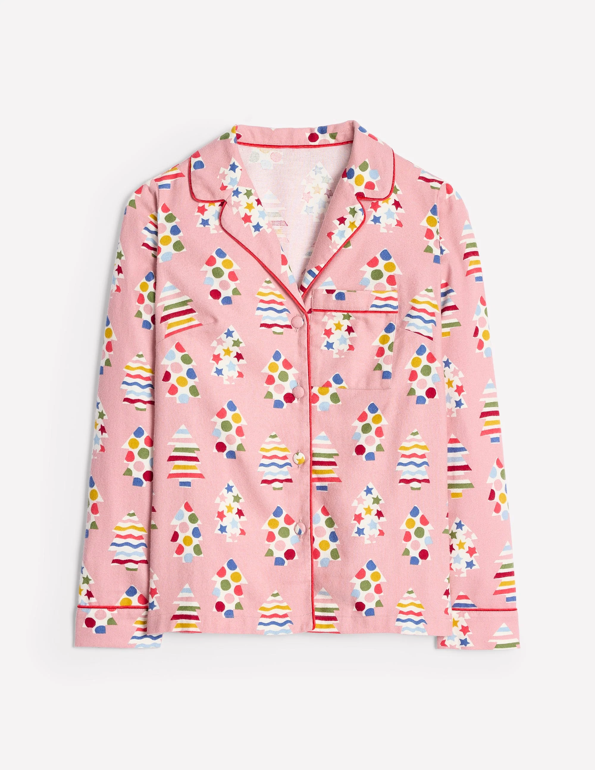 Brushed Cotton Pajama Shirt-Quartz, Christmas Trees - Image 6