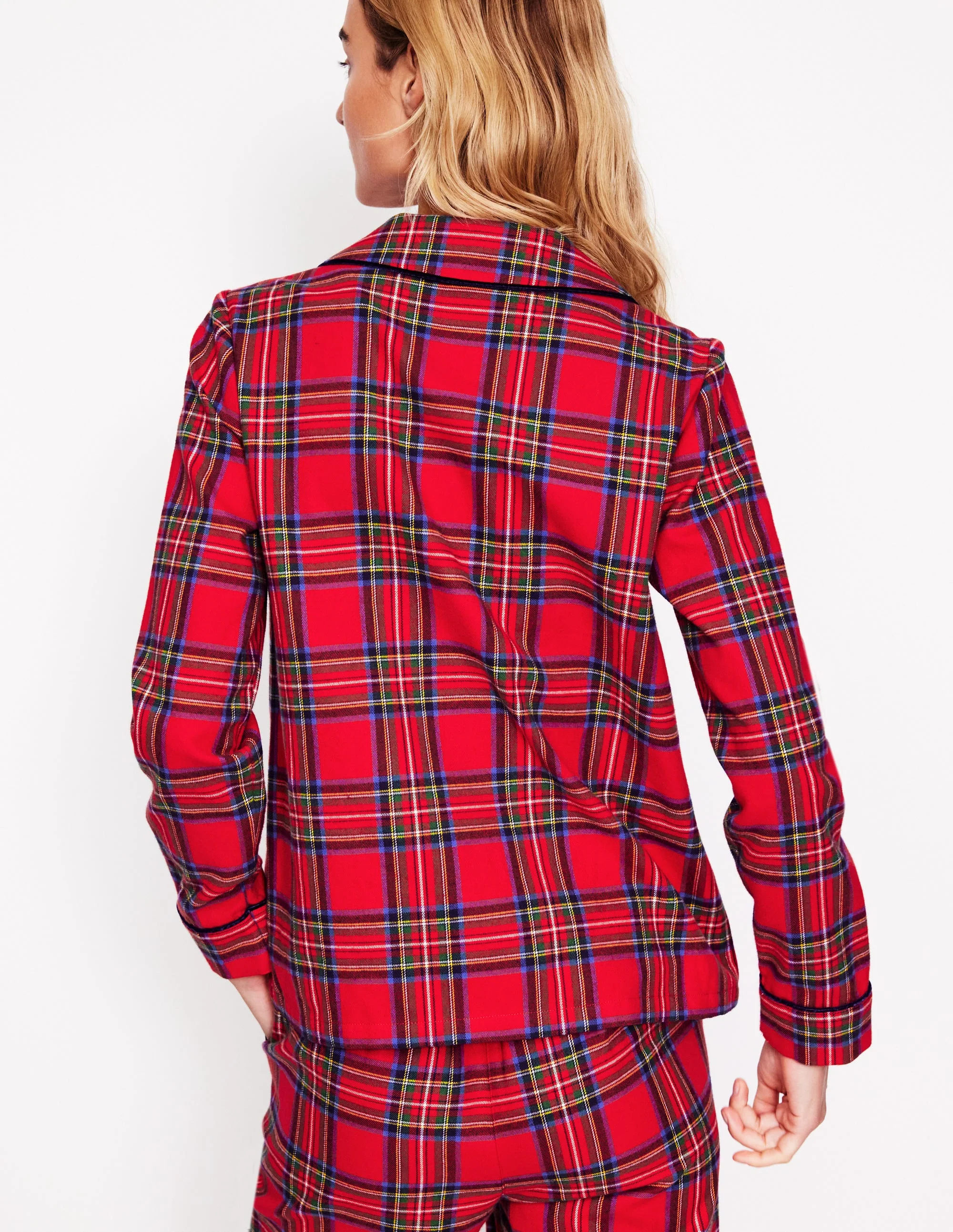 Brushed Cotton Pajama Shirt-Red and Blue Check - Image 3