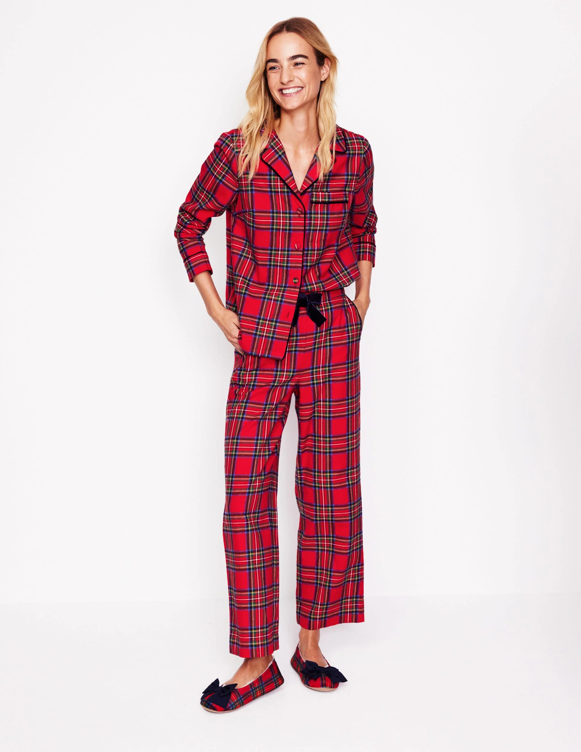 Brushed Cotton Pajama Shirt-Red and Blue Check - Image 4