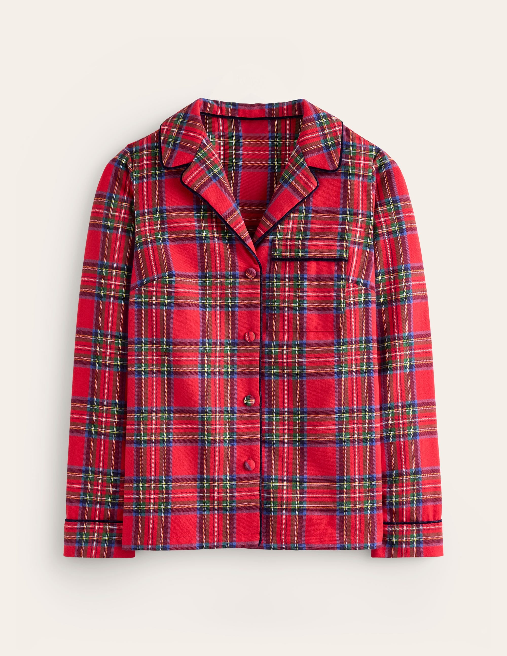 Brushed Cotton Pajama Shirt-Red and Blue Check - Image 7