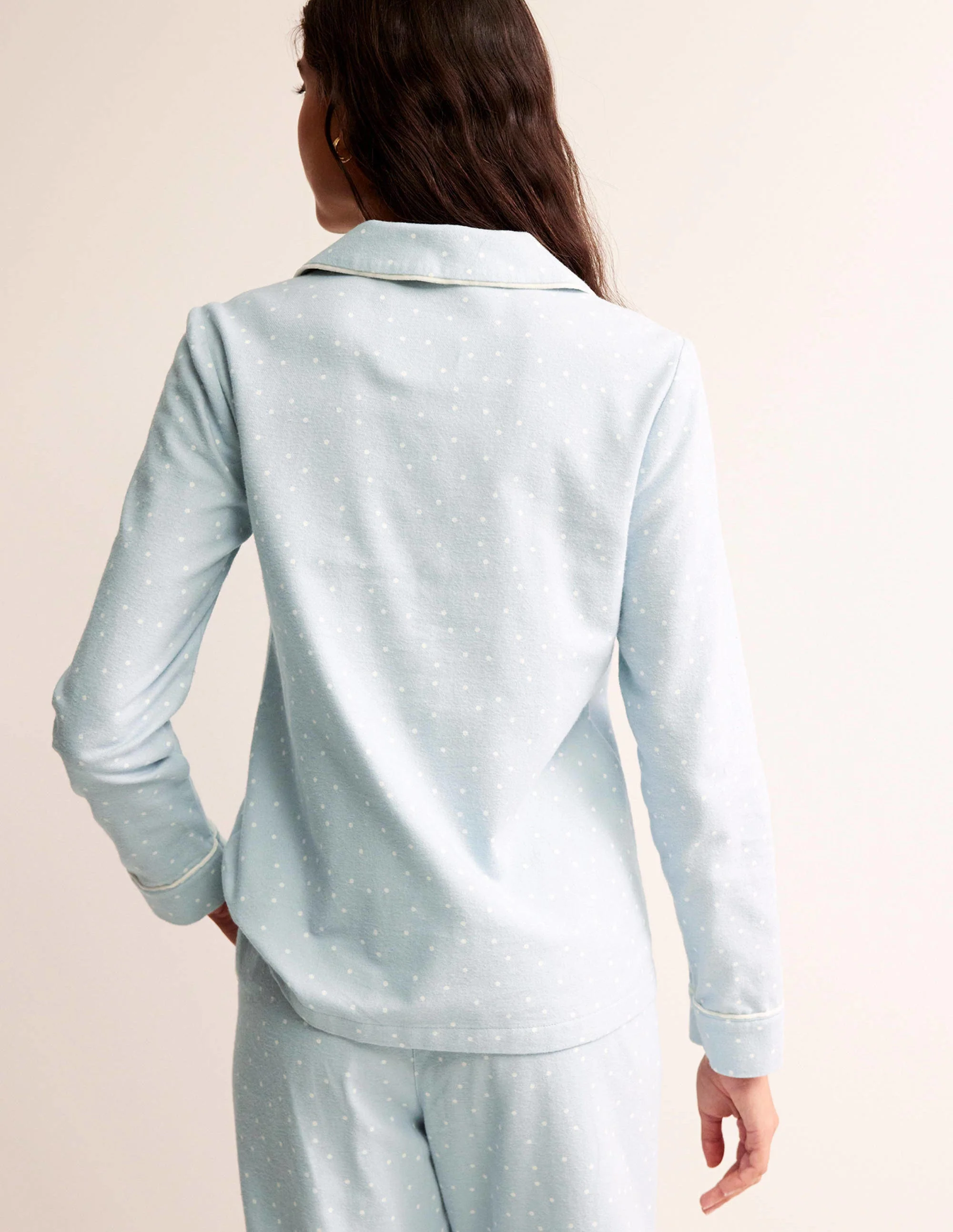 Brushed Cotton Pajama Shirt-Surf, Spaced Dotty - Image 3