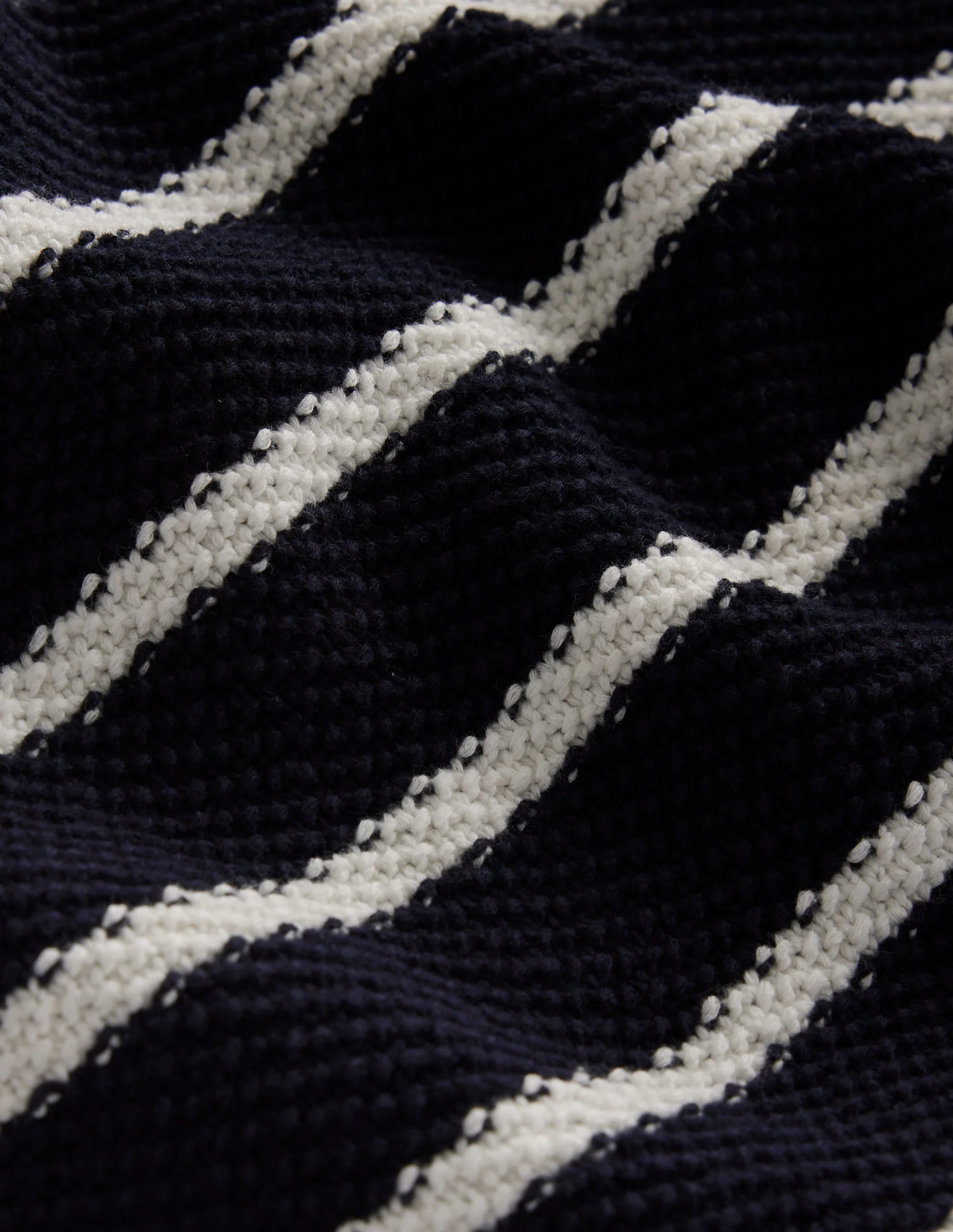 Button Detail Stitch Sweater-Navy, Warm Ivory - Image 6