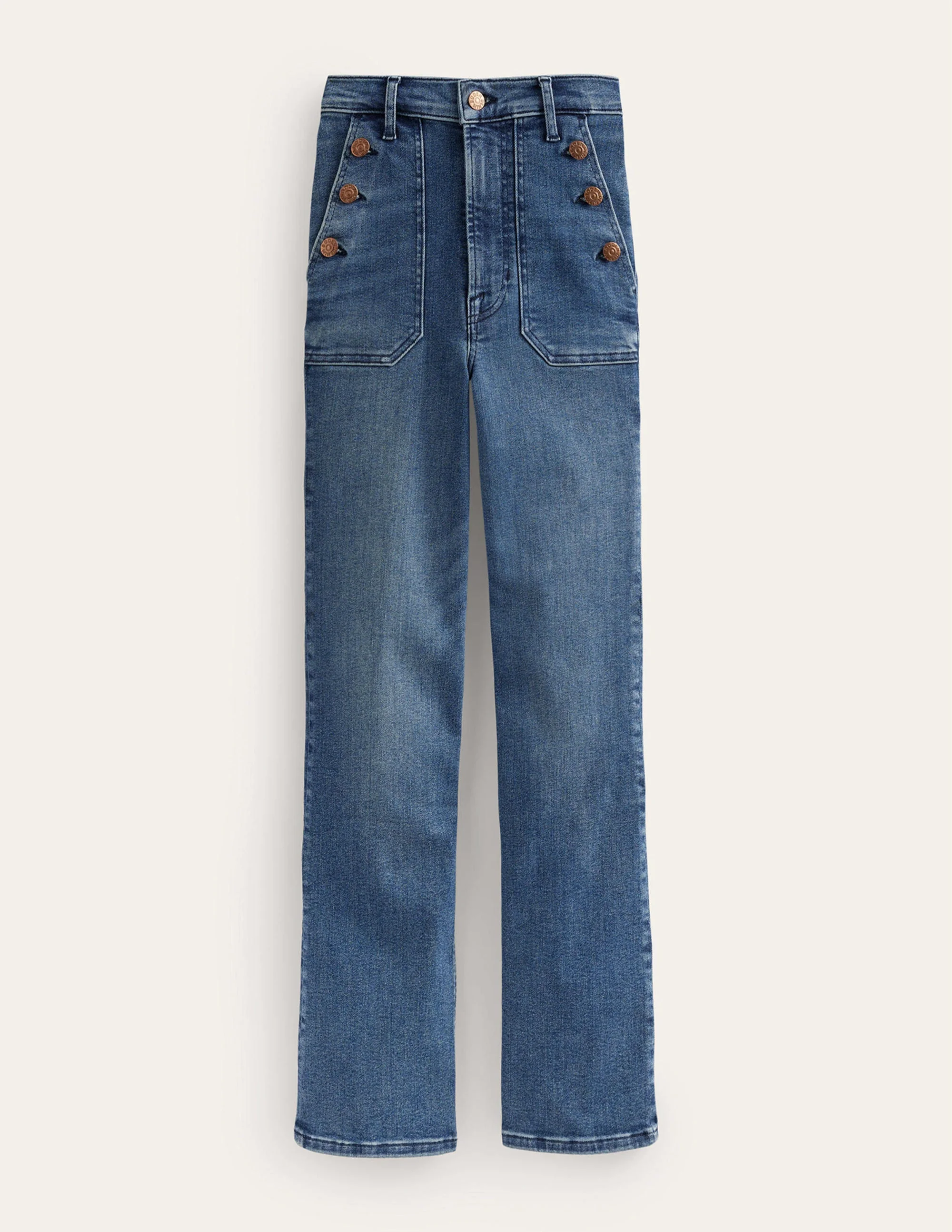 Button Detail Straight Jeans-Mid Vintage - Image 7