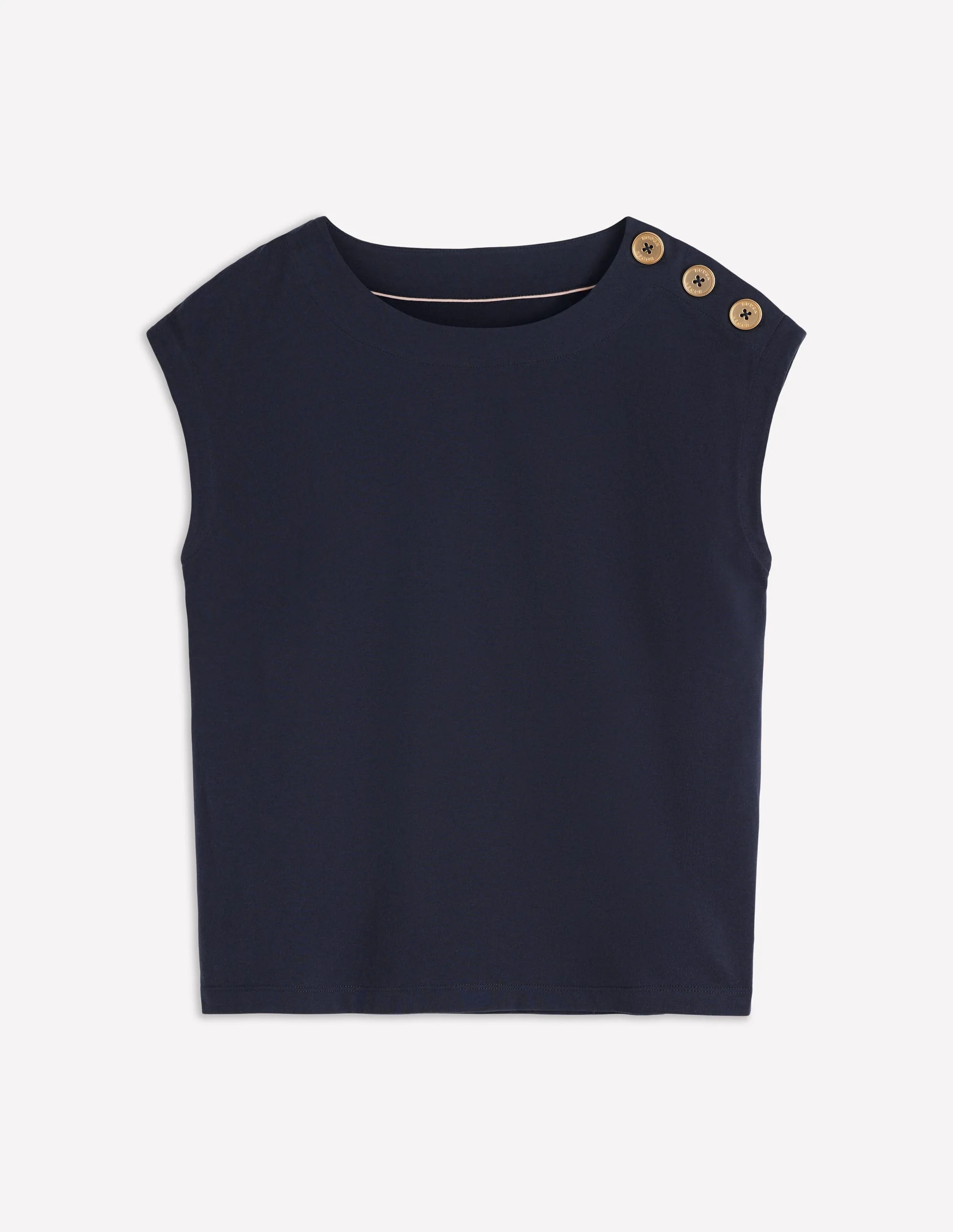 Button Detail T-Shirt-Navy - Image 5