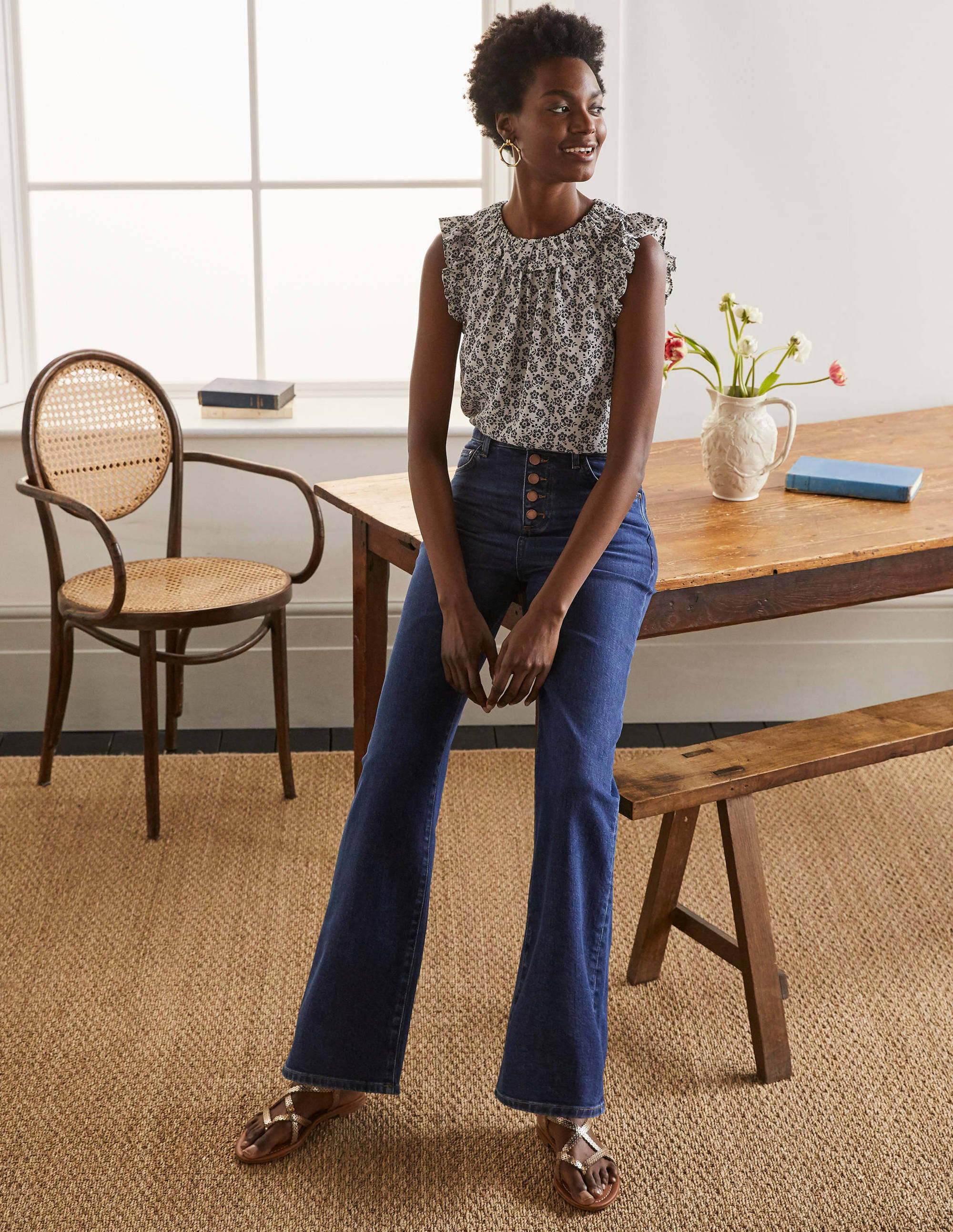 Button Fly Relaxed Flares-Mid Vintage - Image 5