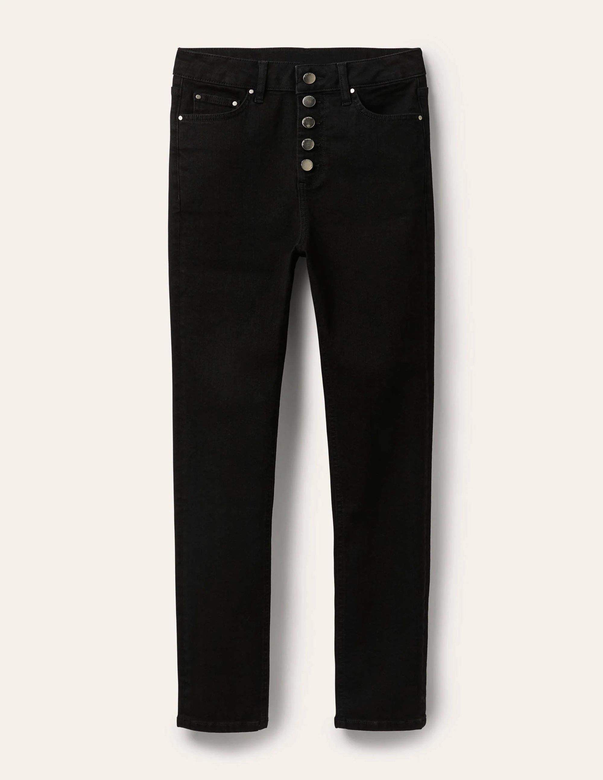 Button Fly Skinny Jeans-Black - Image 5