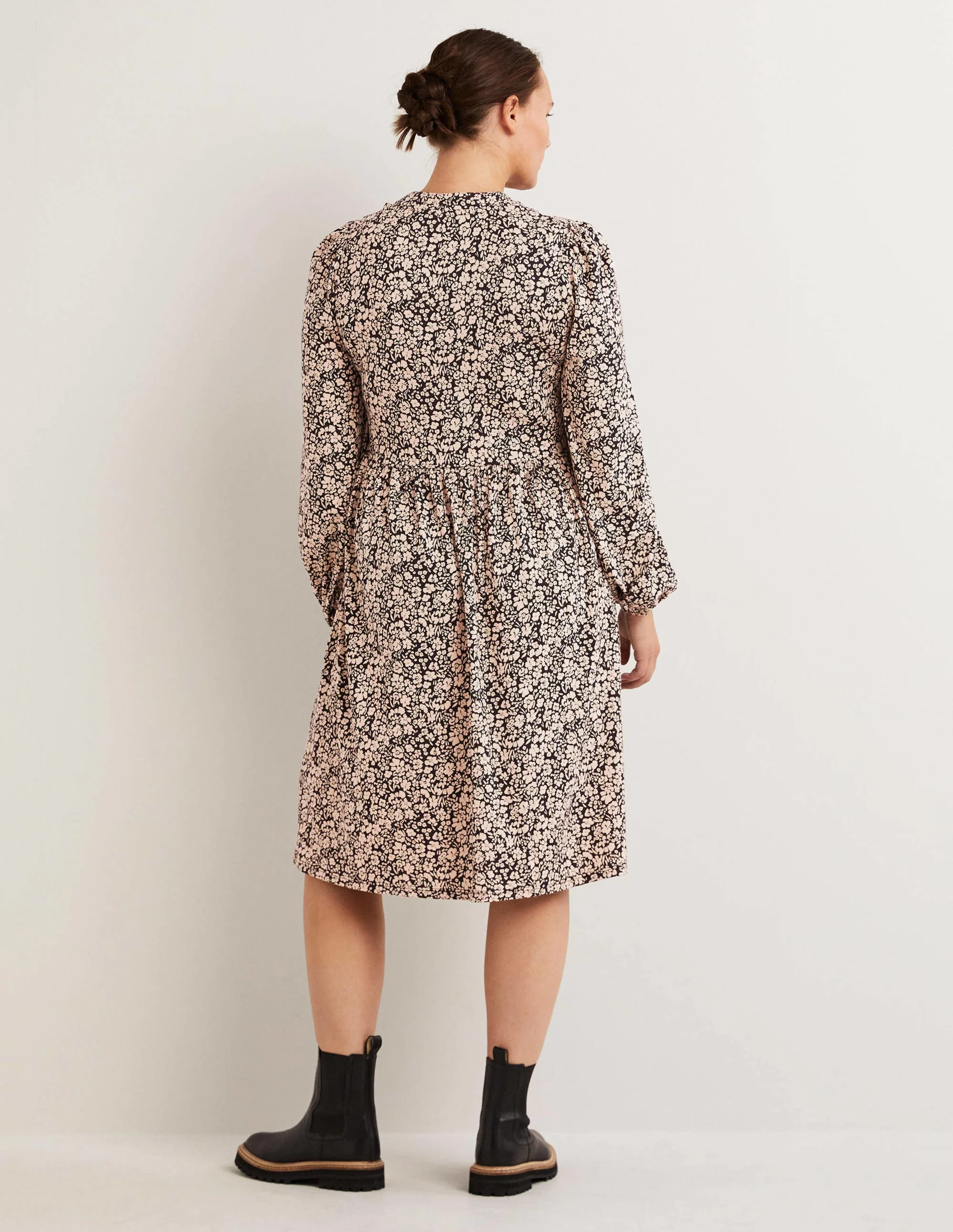 Button Through Jersey Dress-Rope, Petal Bloom - Image 3