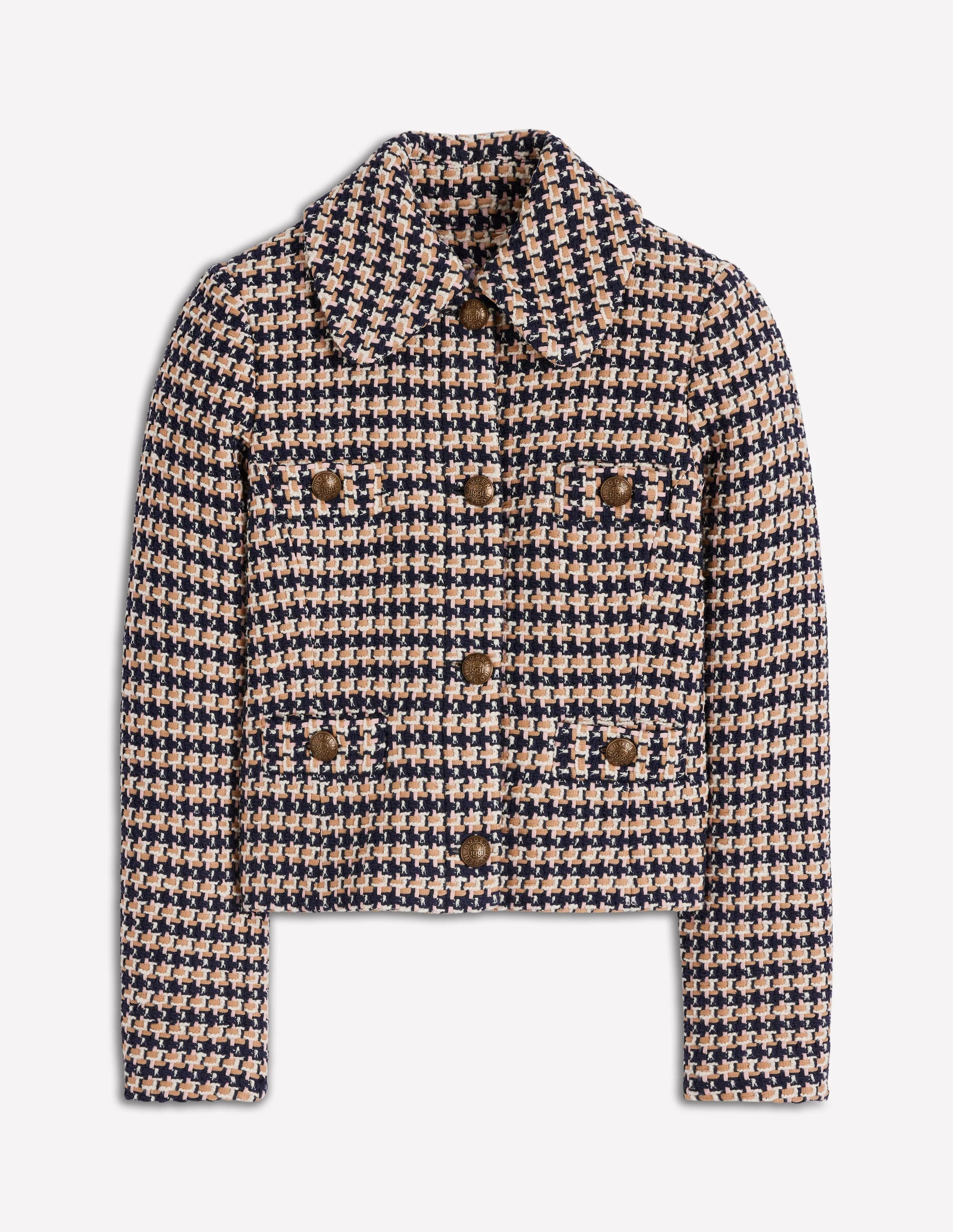 Button Up textured Jacket-CAMEL AND PINK TEXTURE - Image 7