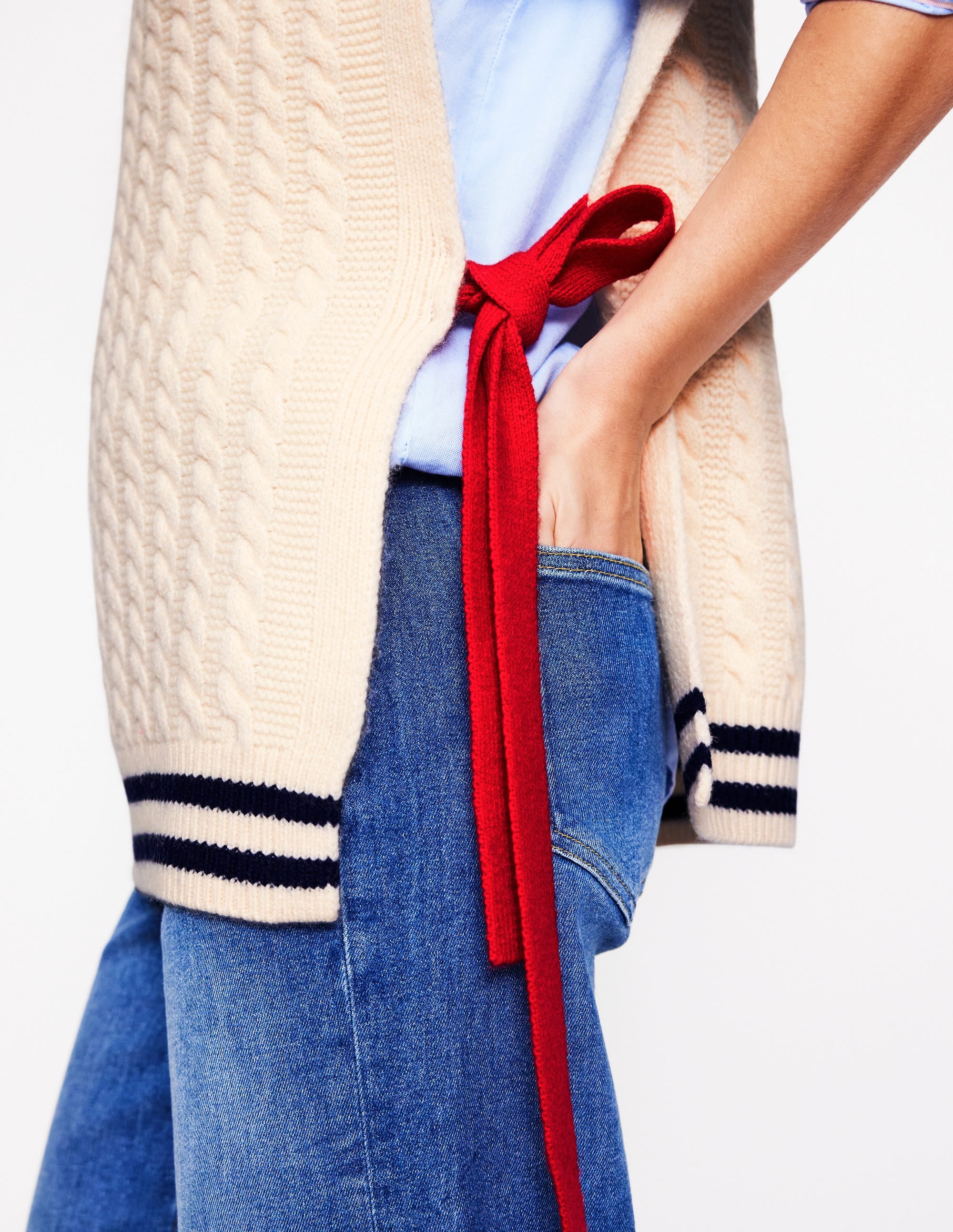 Cable Knit Wool Vest-Warm Ivory - Image 2
