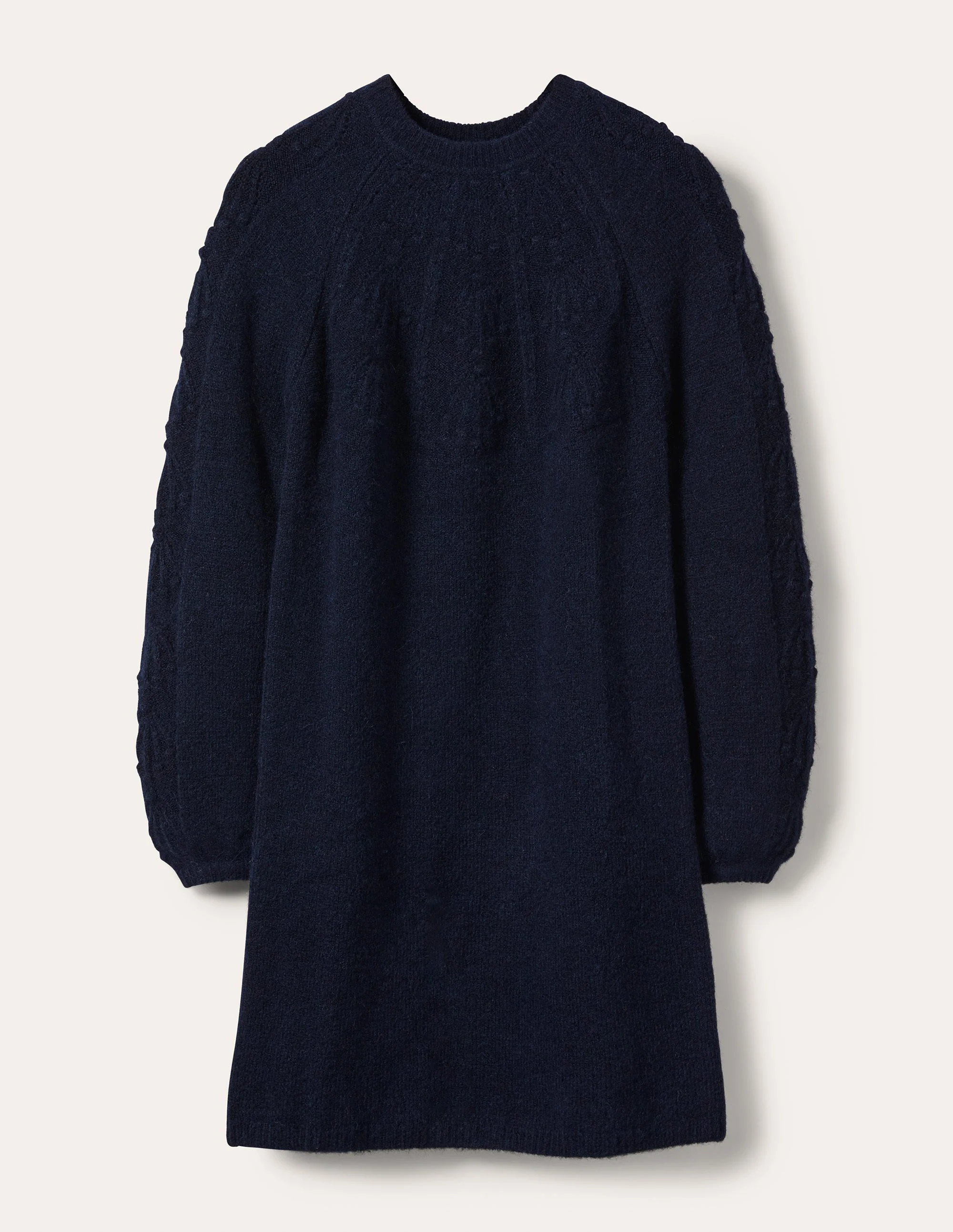 Cable Knitted Dress-Navy - Image 6