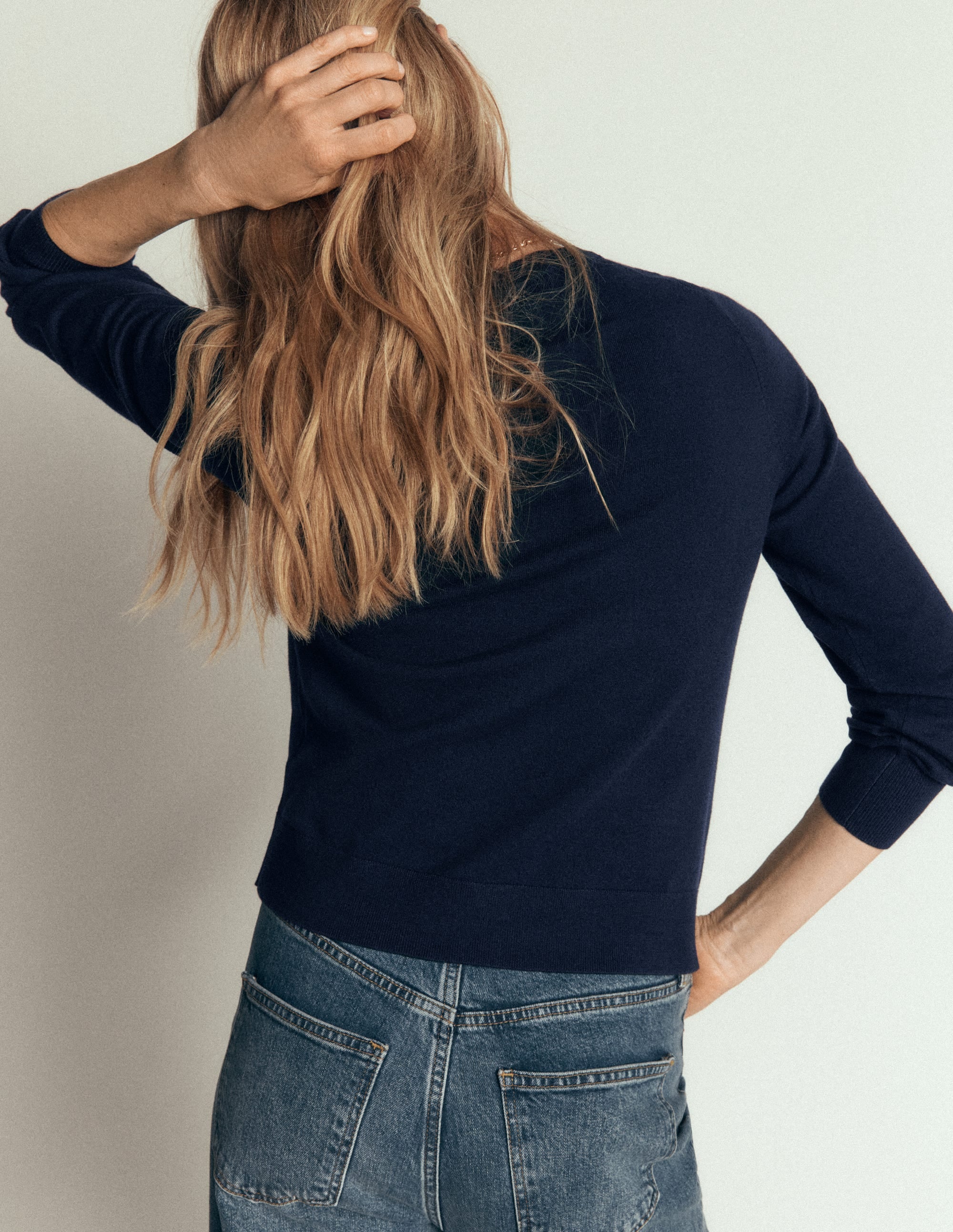 Camilla Cotton Crew Jumper-Navy - Image 3