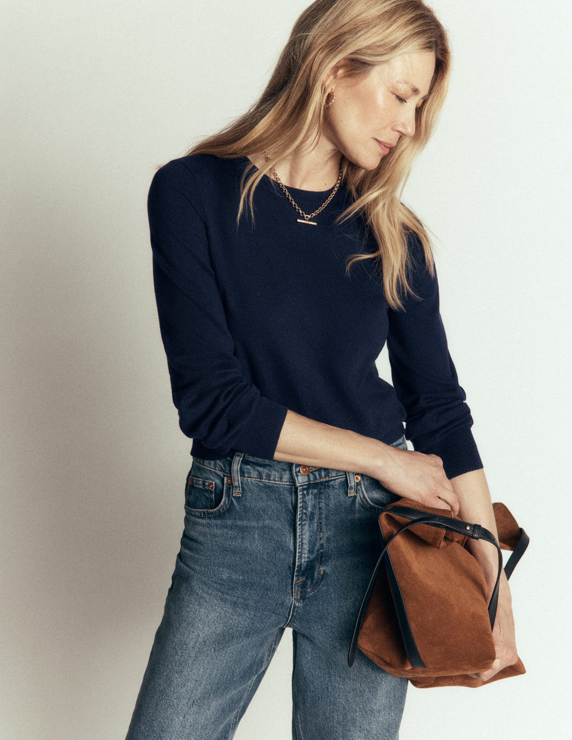 Camilla Cotton Crew Jumper-Navy - Image 5