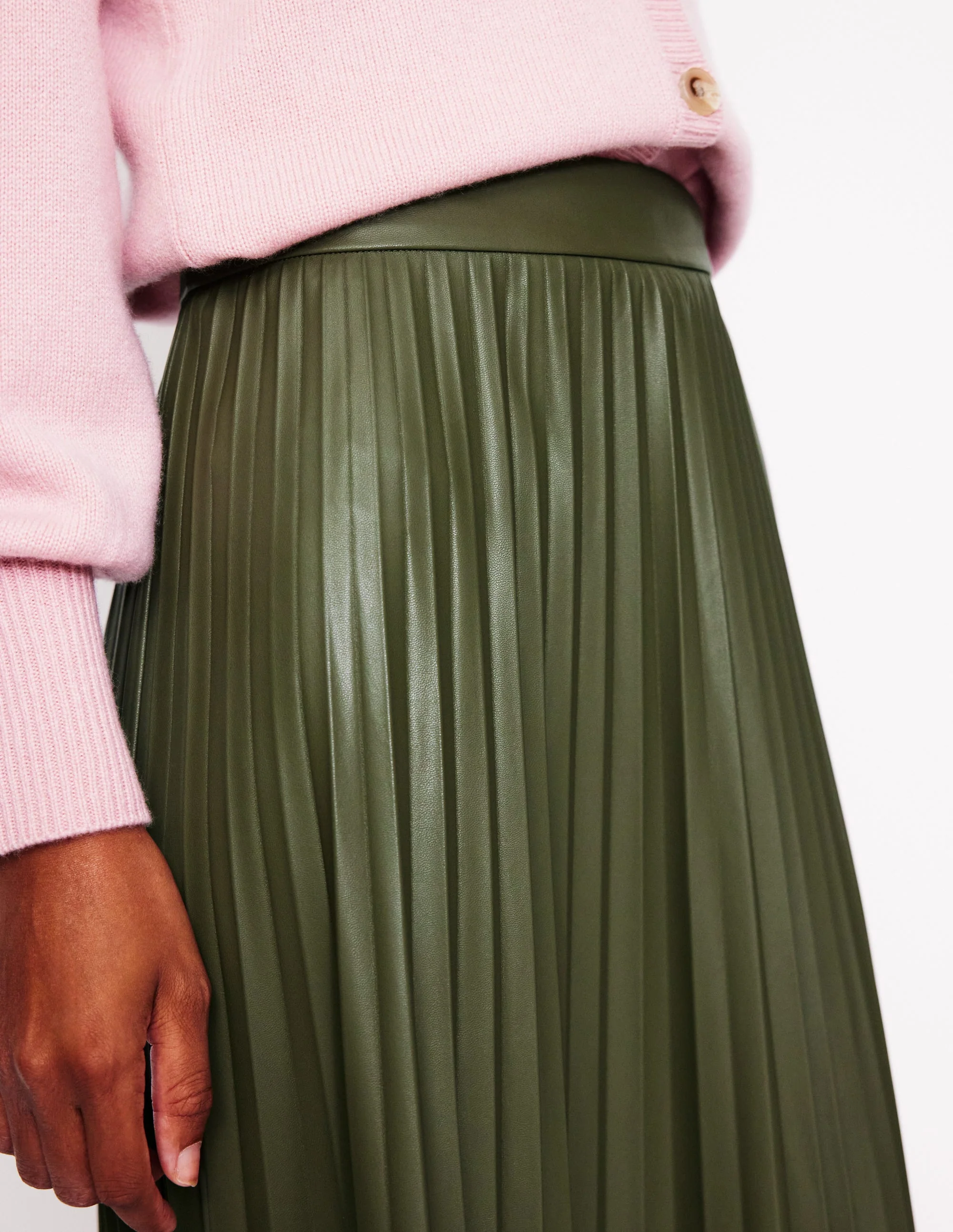 Camilla PU Maxi Skirt-Classic Khaki - Image 2
