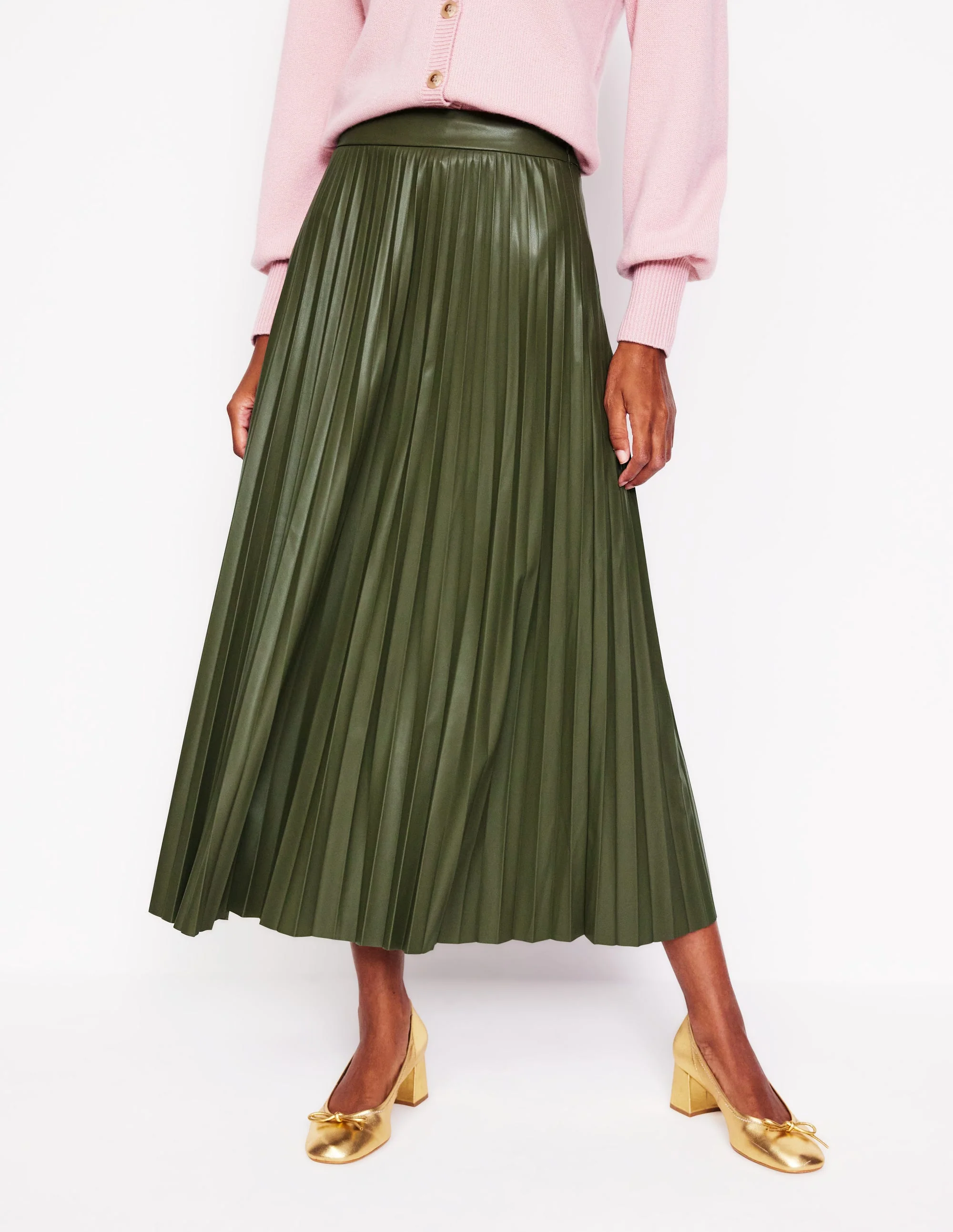 Camilla PU Maxi Skirt-Classic Khaki - Image 4