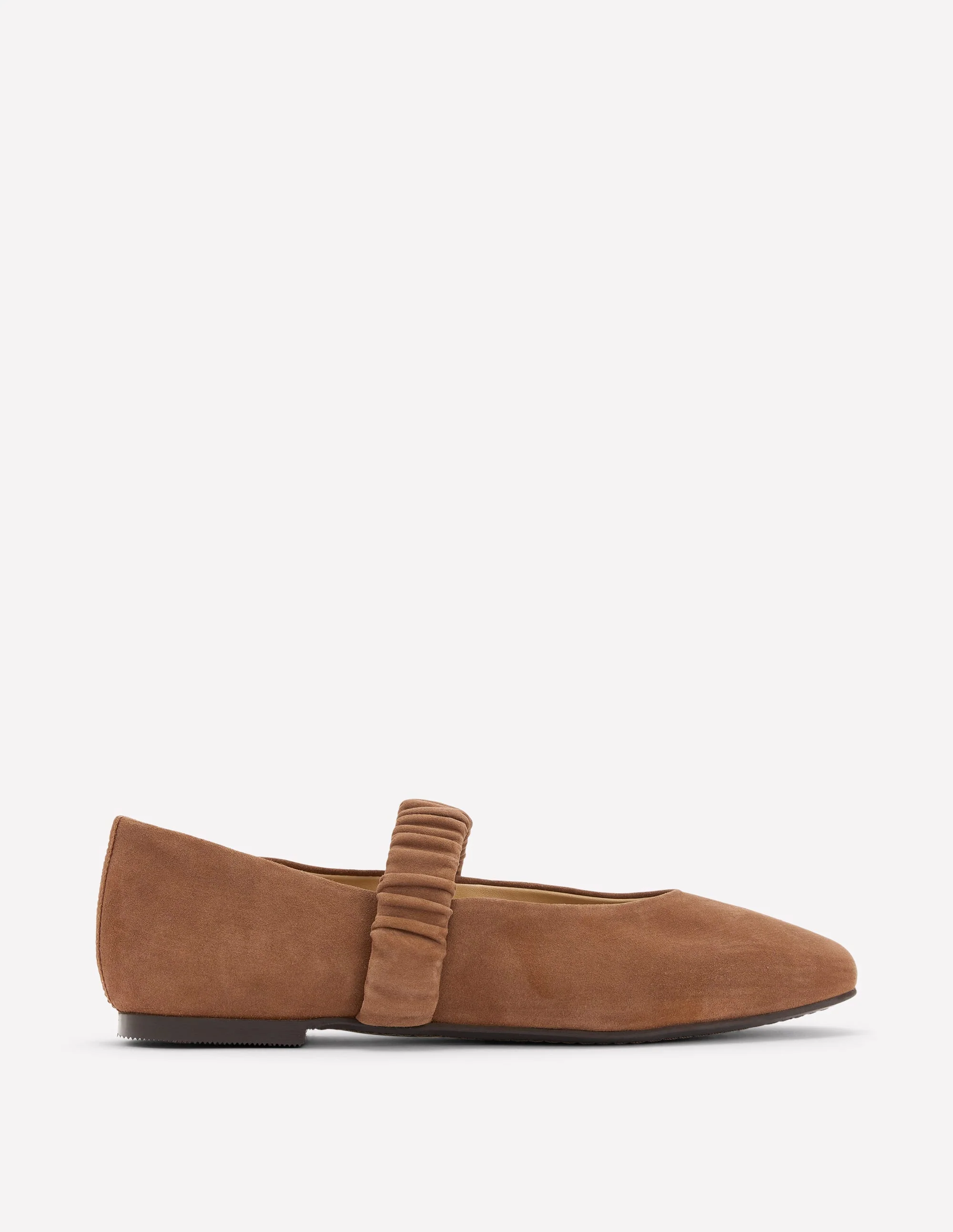 Camilla Ruched Ballet Flats-Raw Umber Suede - Image 2